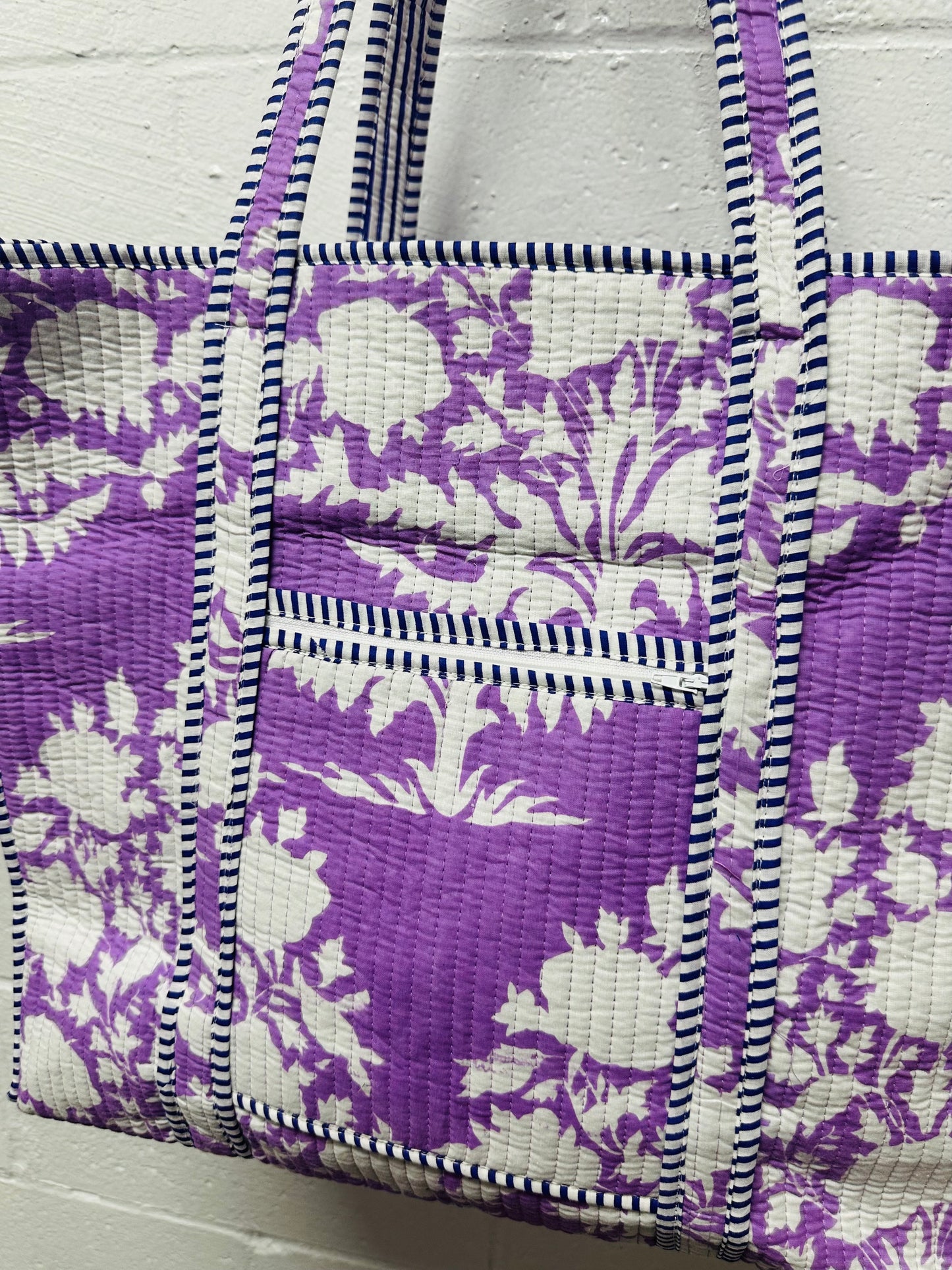 The Lavender Purple Floral Quilted Tote Bag