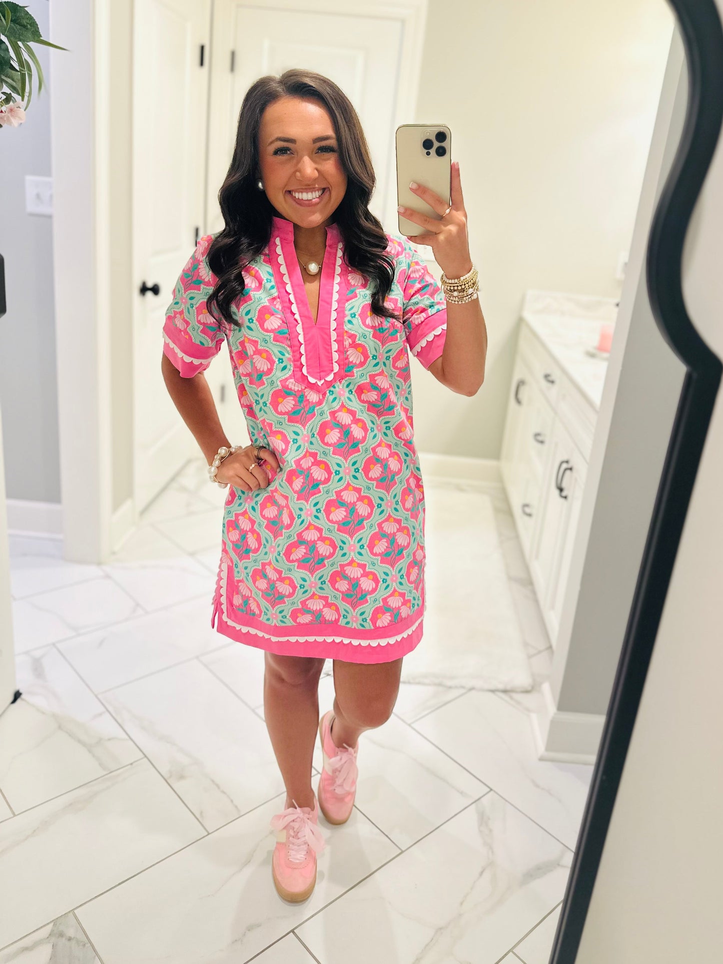 The Emma Pink Floral Shift Dress
