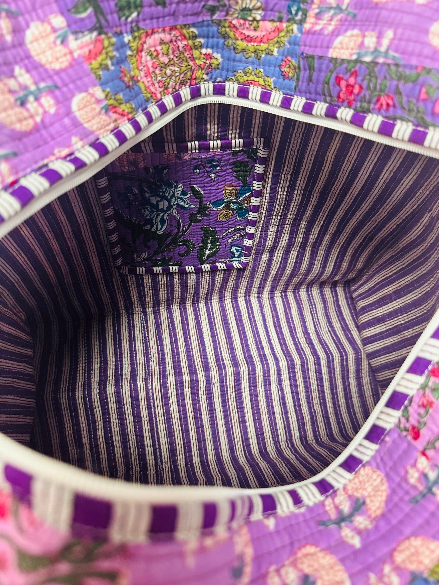 The Purple Multicolor Patchwork Quilted Tote Bag