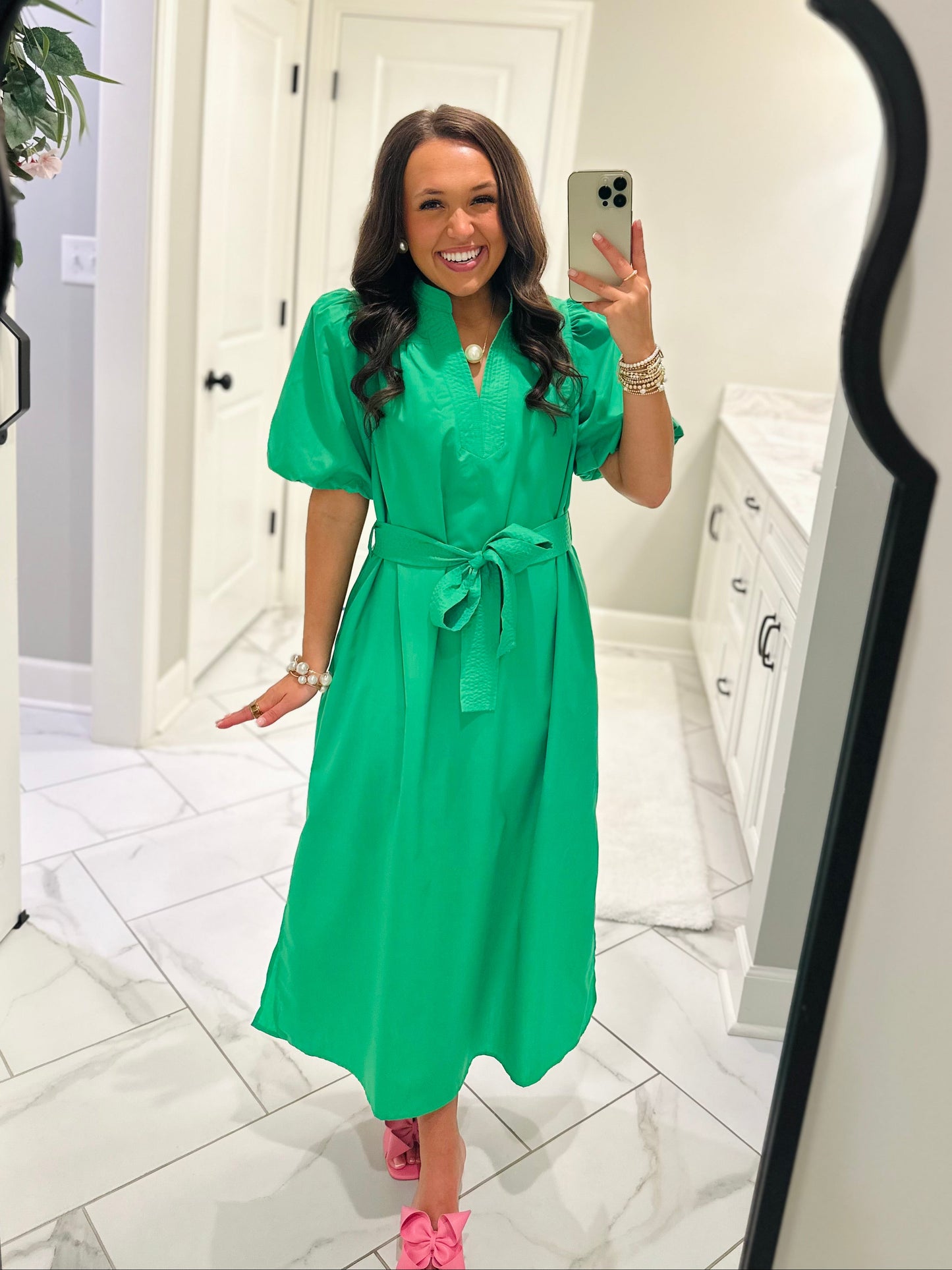 The Kaia Kelly Green Midi Dress