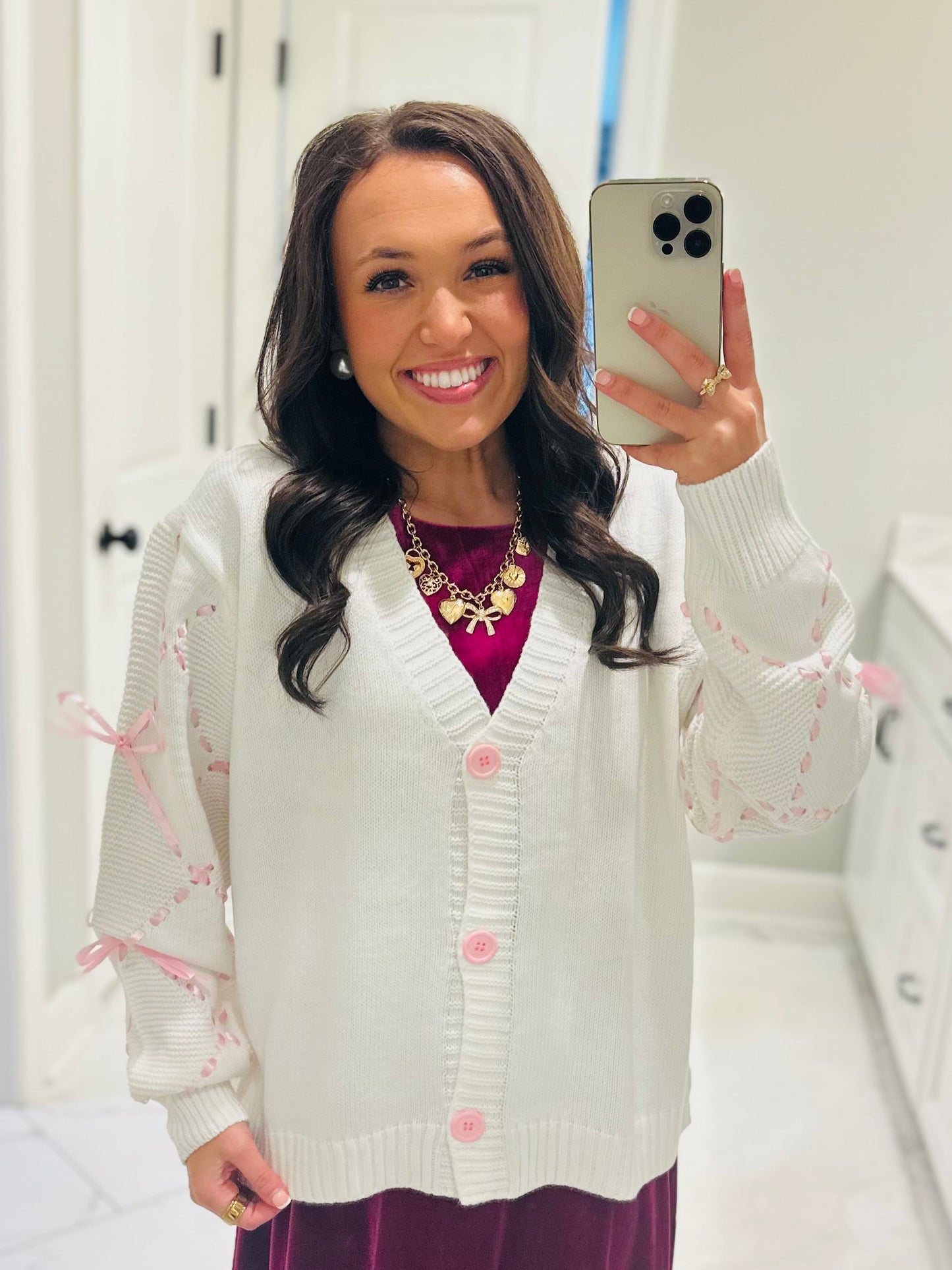 The Alisa Satin Ribbon Sleeve Cardigan