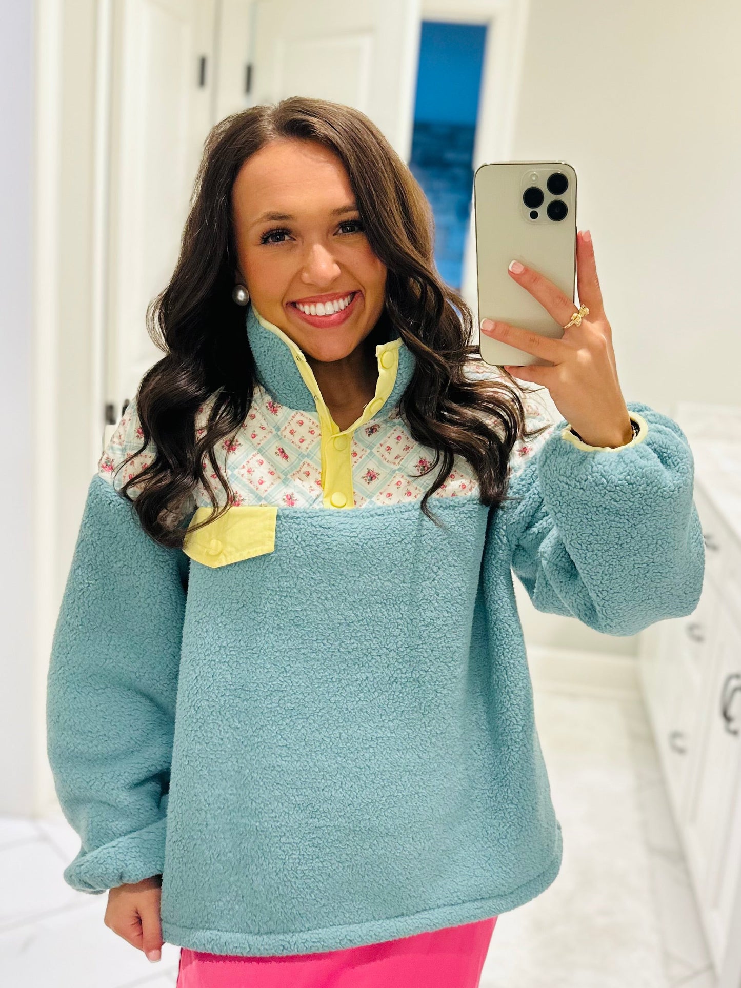 The Posie Floral Quilted Fleece Pullover