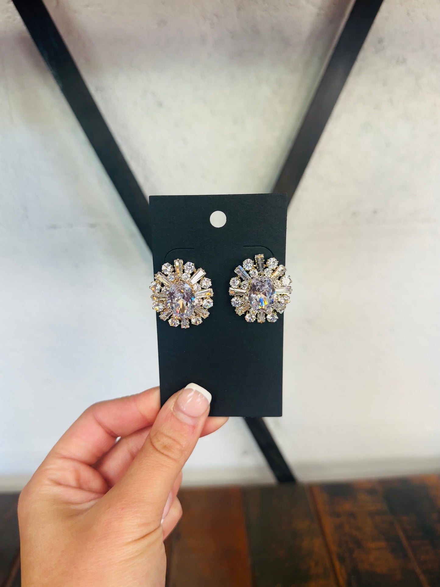 Gold + Silver Crystal Stud Earring