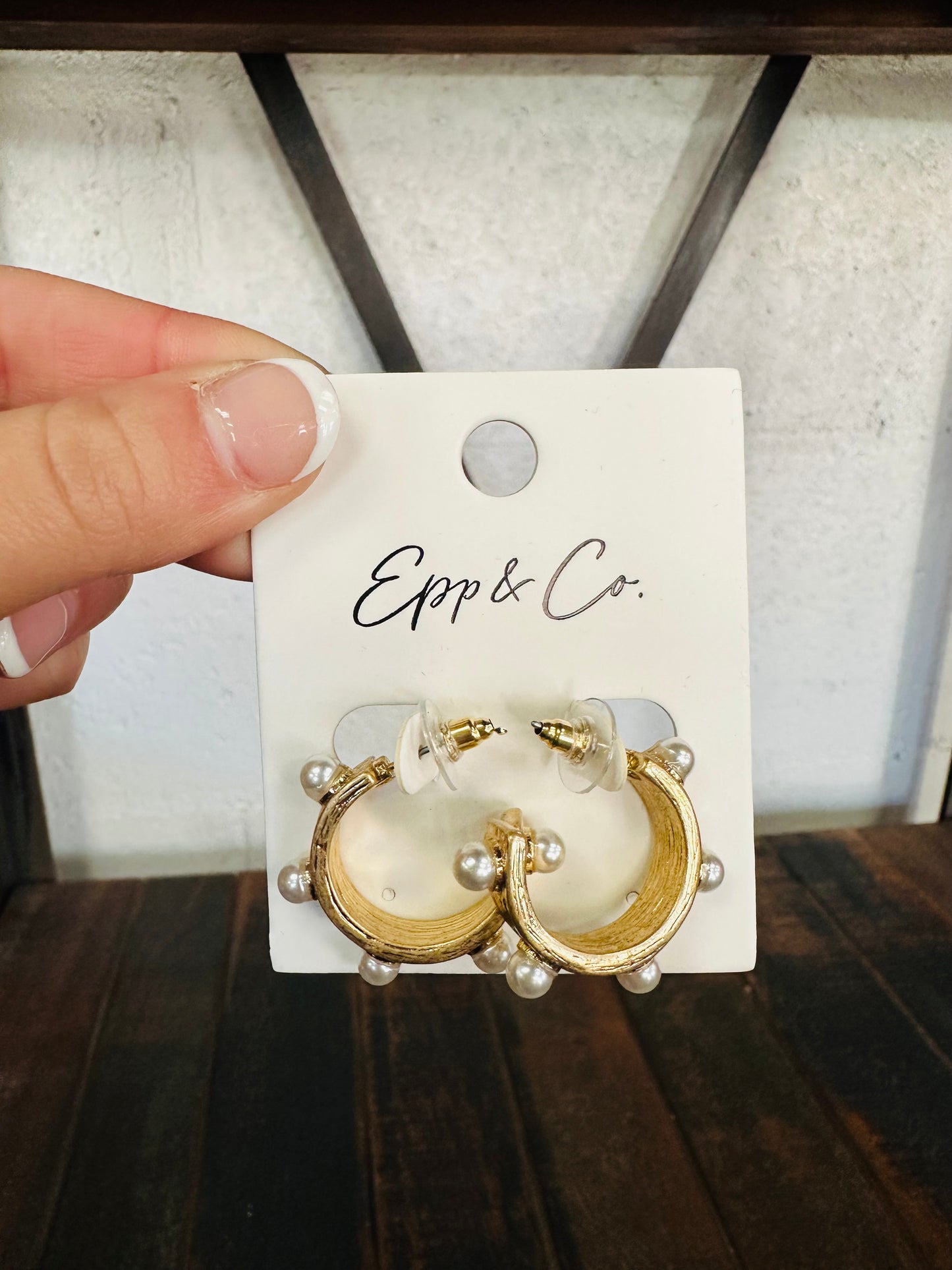 Gold & Pearl Mini Studded Hoops