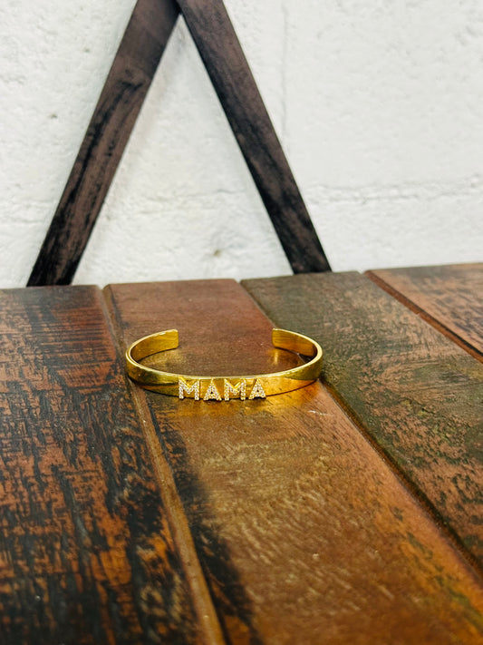 Gold Mama Open Bangle Bracelet