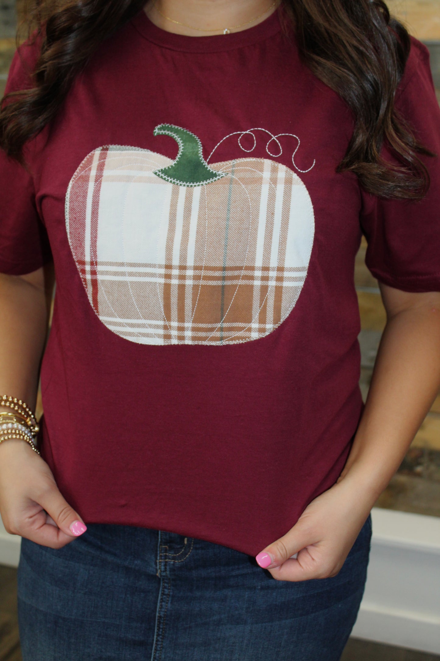 Happy Fall Plaid Pumpkin Tee