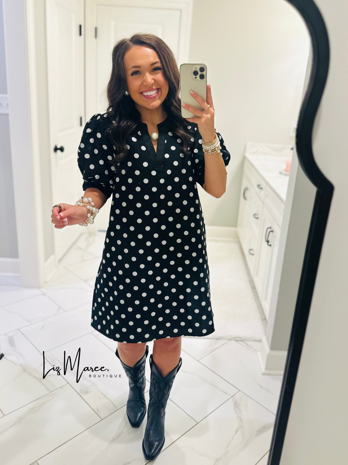The Baylie Black Polka Dot Dress