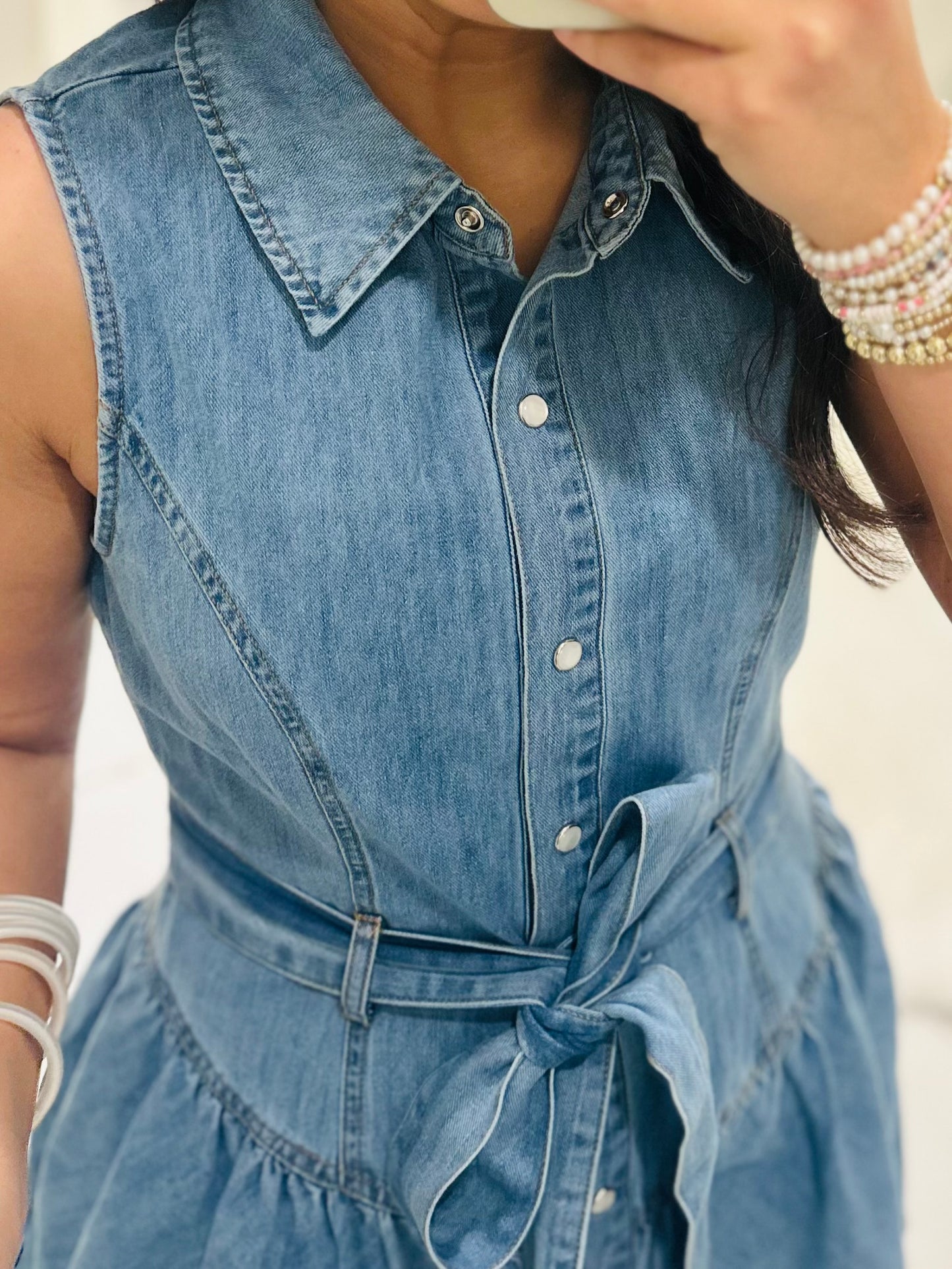 The Remi Denim Sash Belt Dress