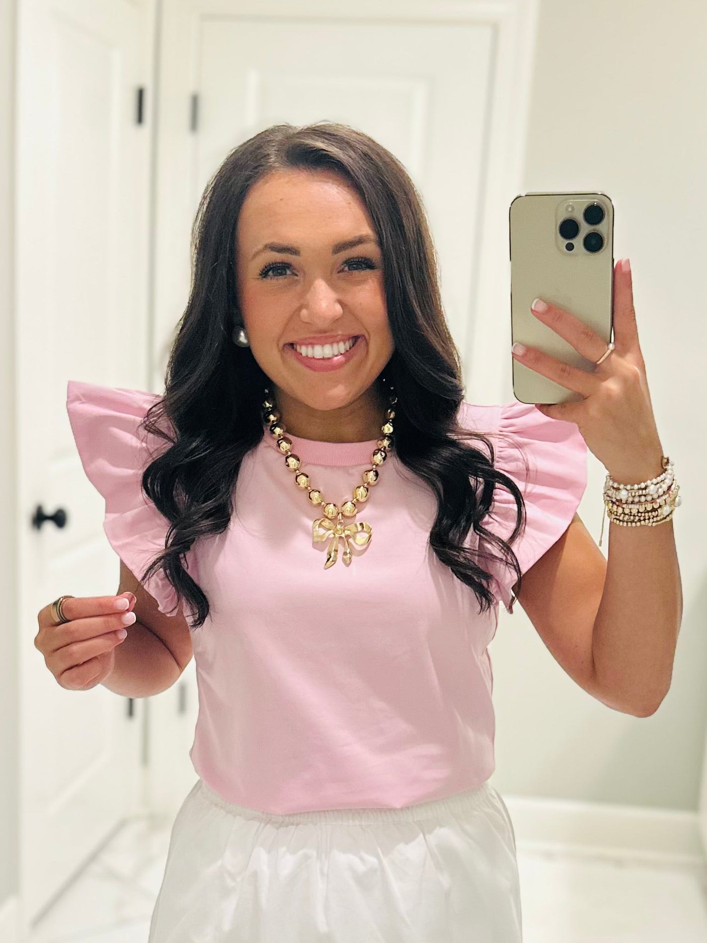 The Tillie Baby Pink Ruffled Sleeve Top