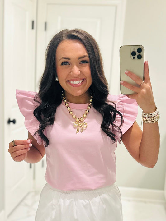 The Tillie Baby Pink Ruffled Sleeve Top