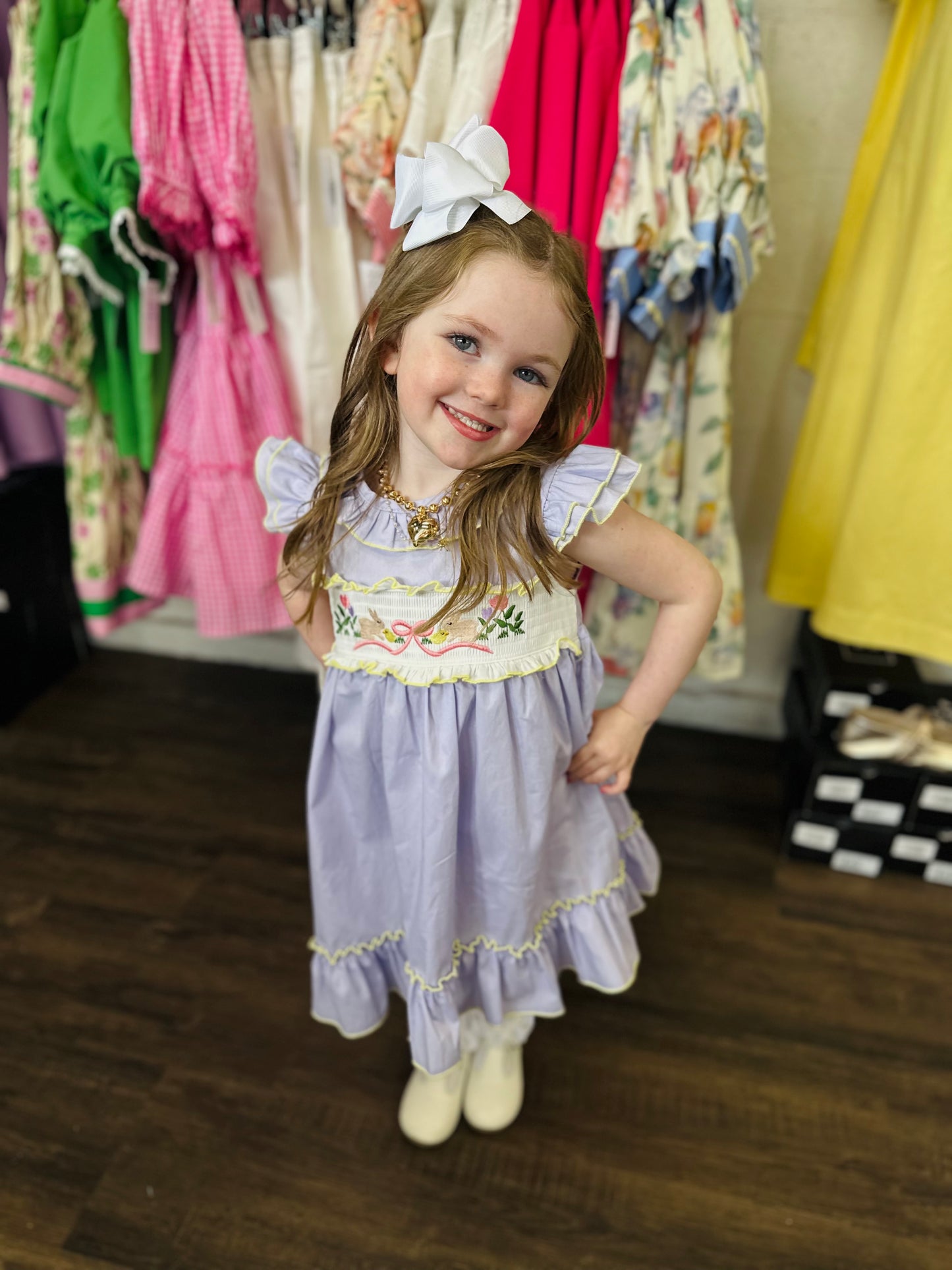 The Lavender Easter Smocked Embroidered Dress - Toddler