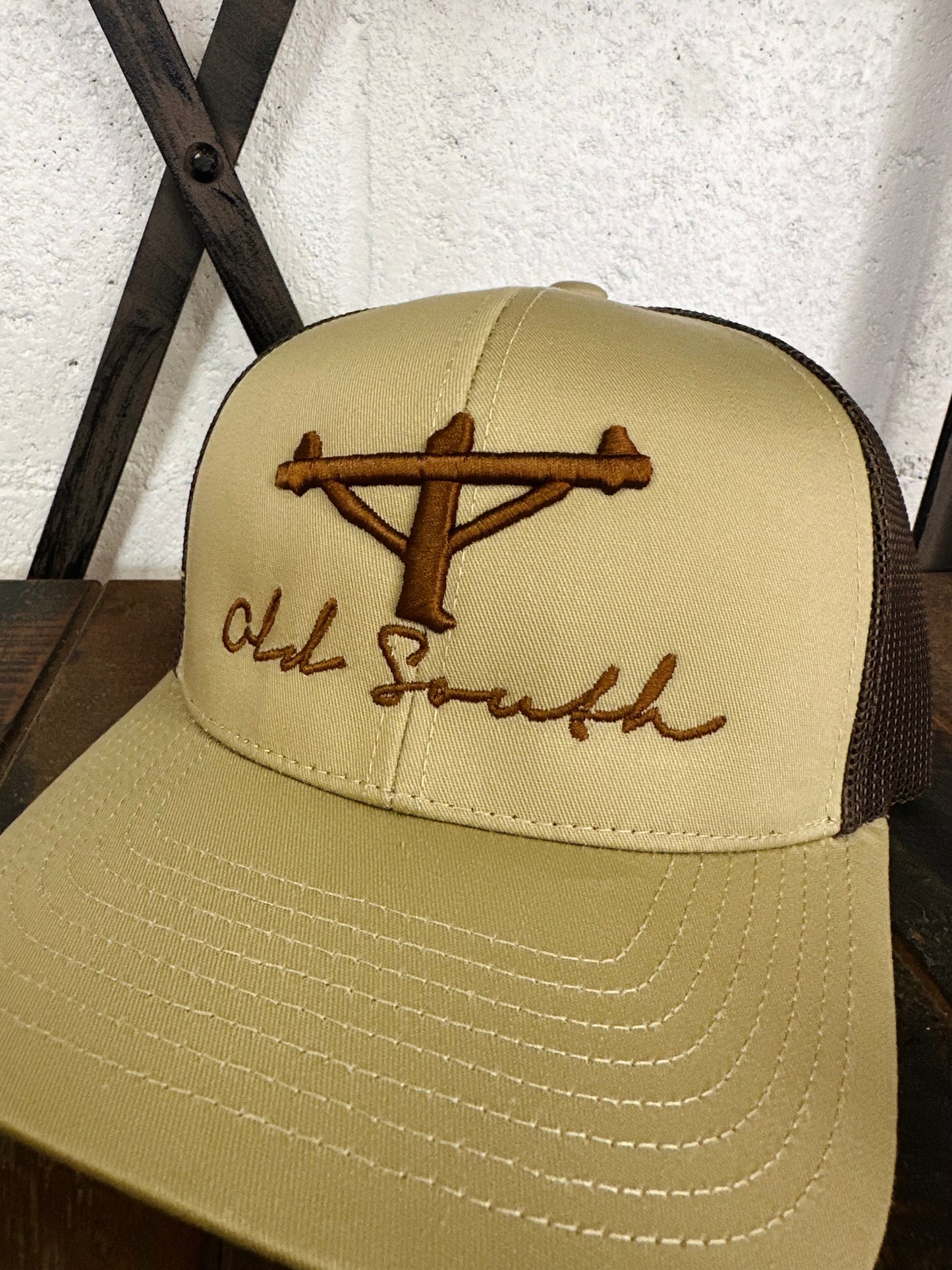 Lineman Pole Trucker Hat - Khaki / Brown