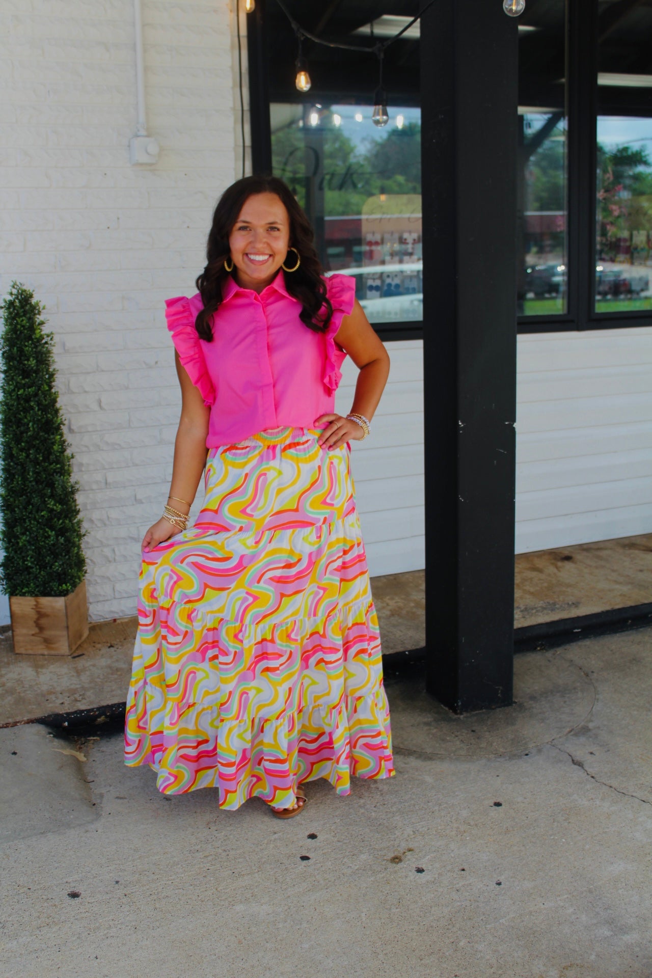 The Keely Pink Abstract Print Maxi Skirt