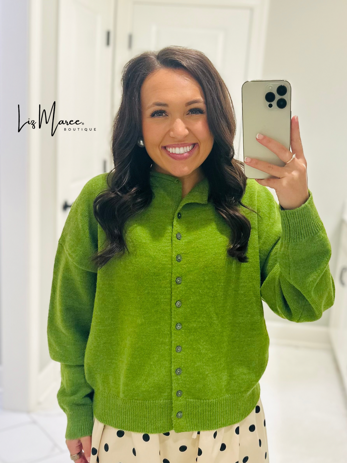 The Myra Pea Green Piper Cardigan