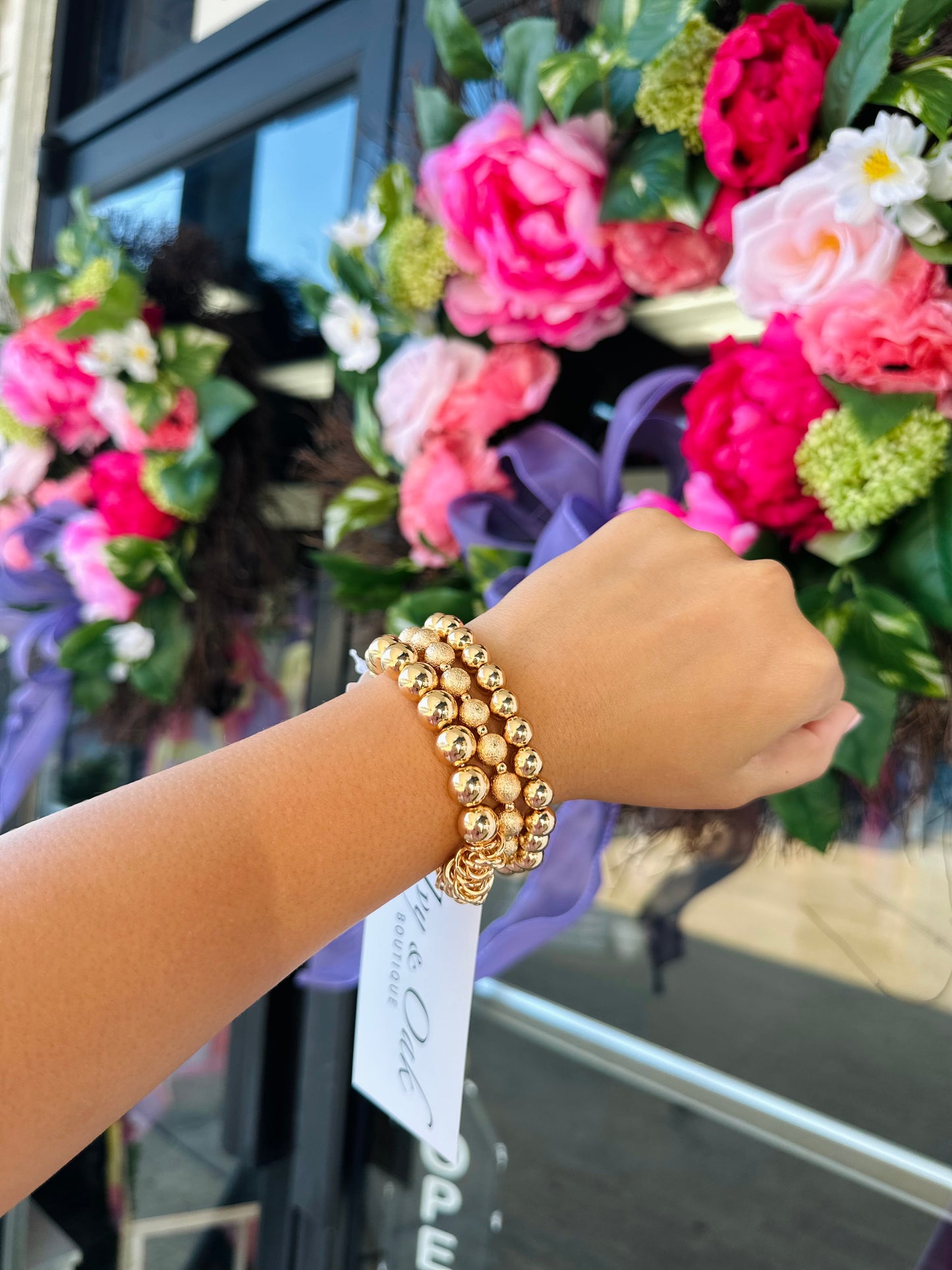 Gold Ball Bracelet Stack