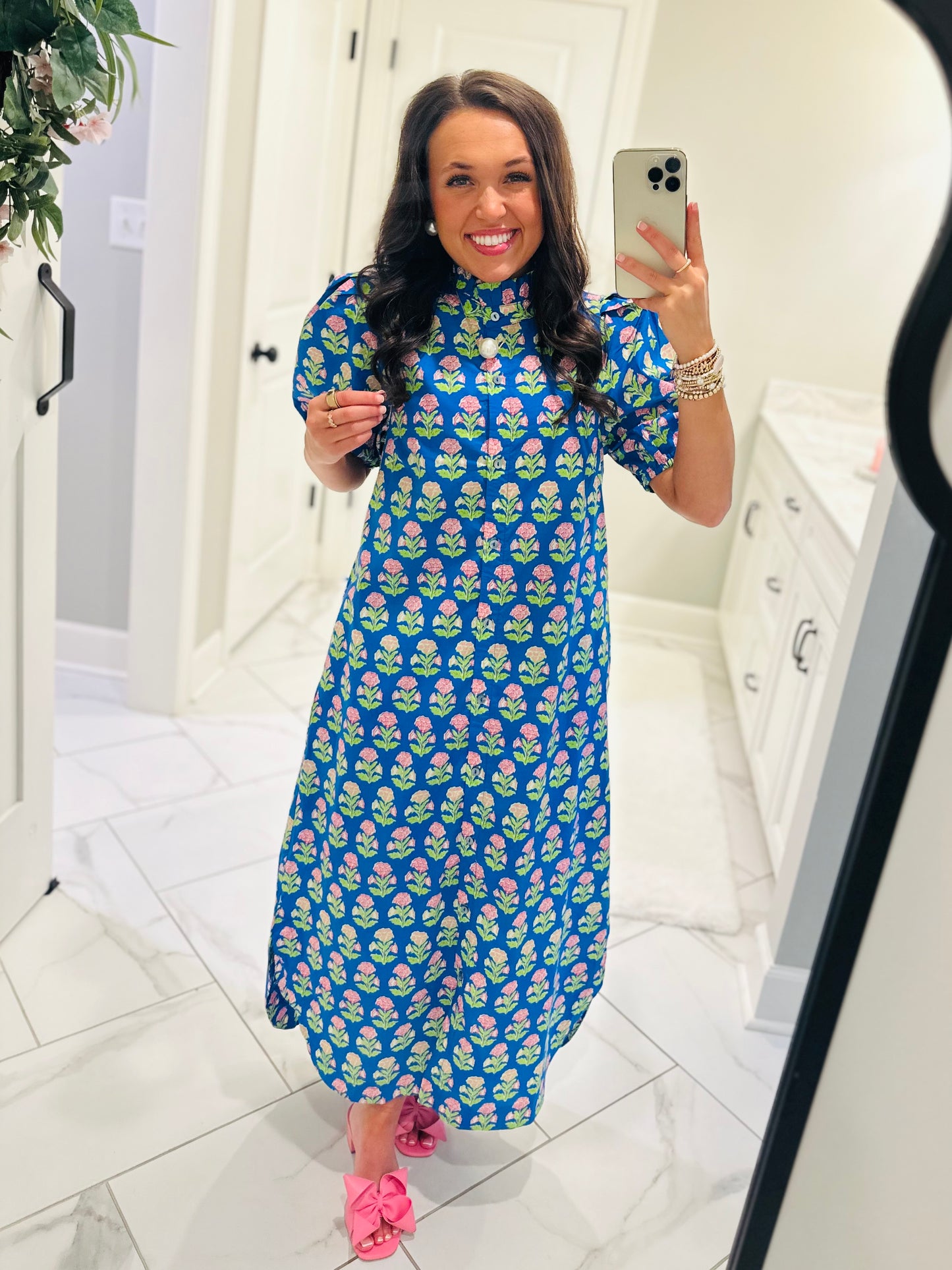 The Ada Blue Floral Midi Dress