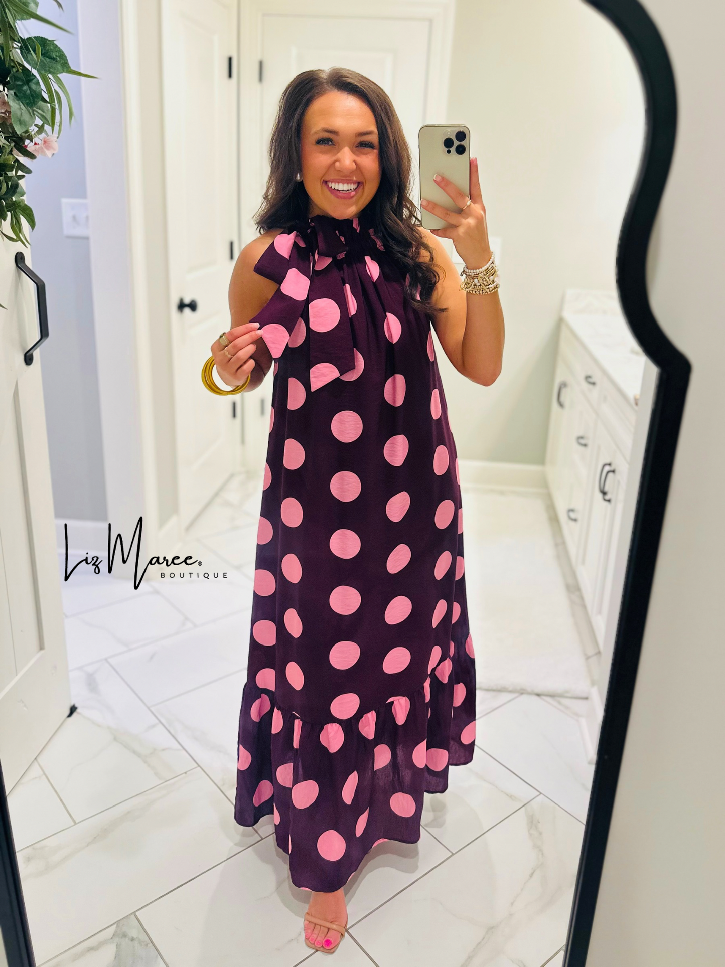 The Hallie Plum Polka Dot Midi Dress