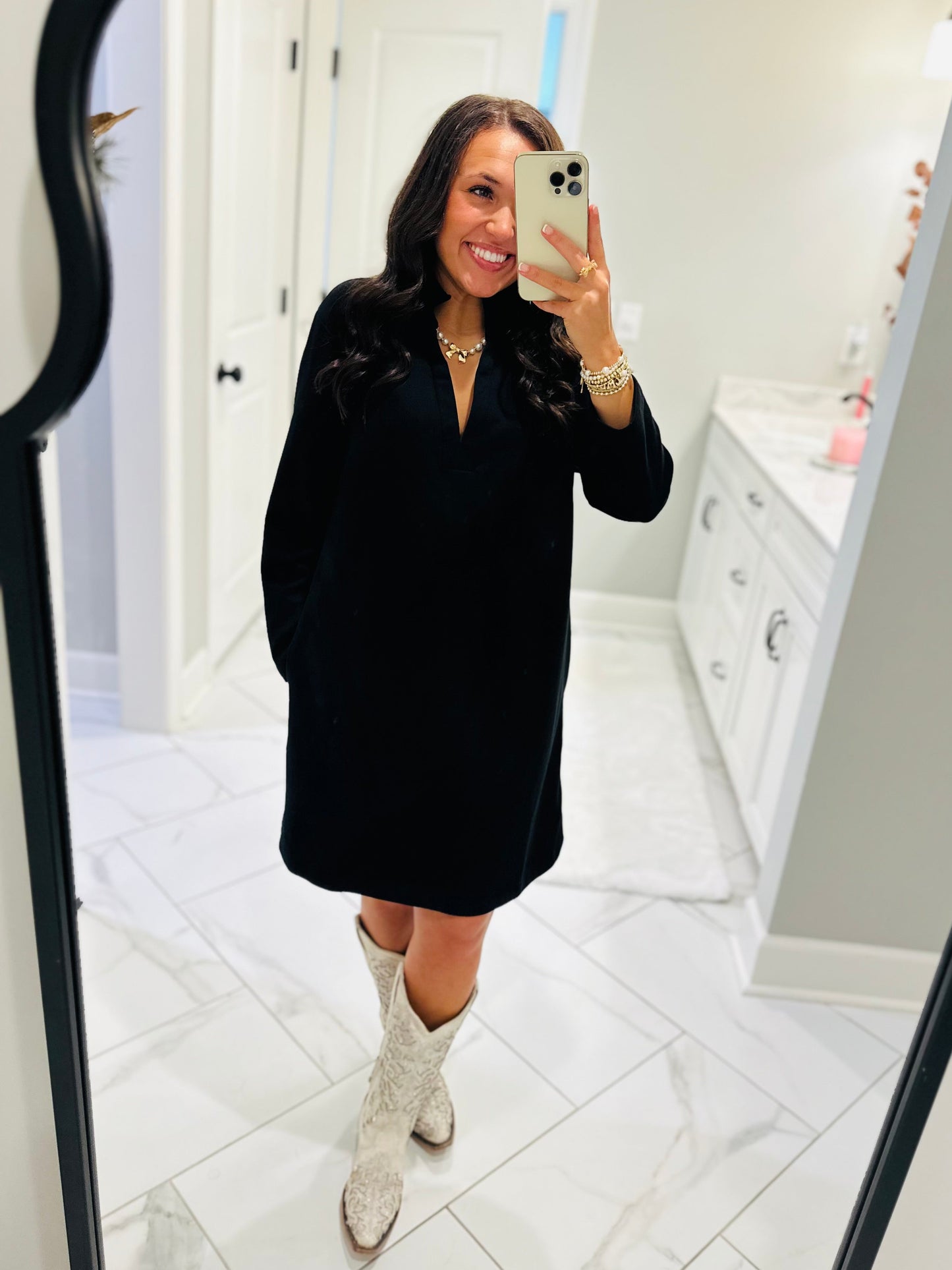 The Nicole Black Long Sleeve Dress