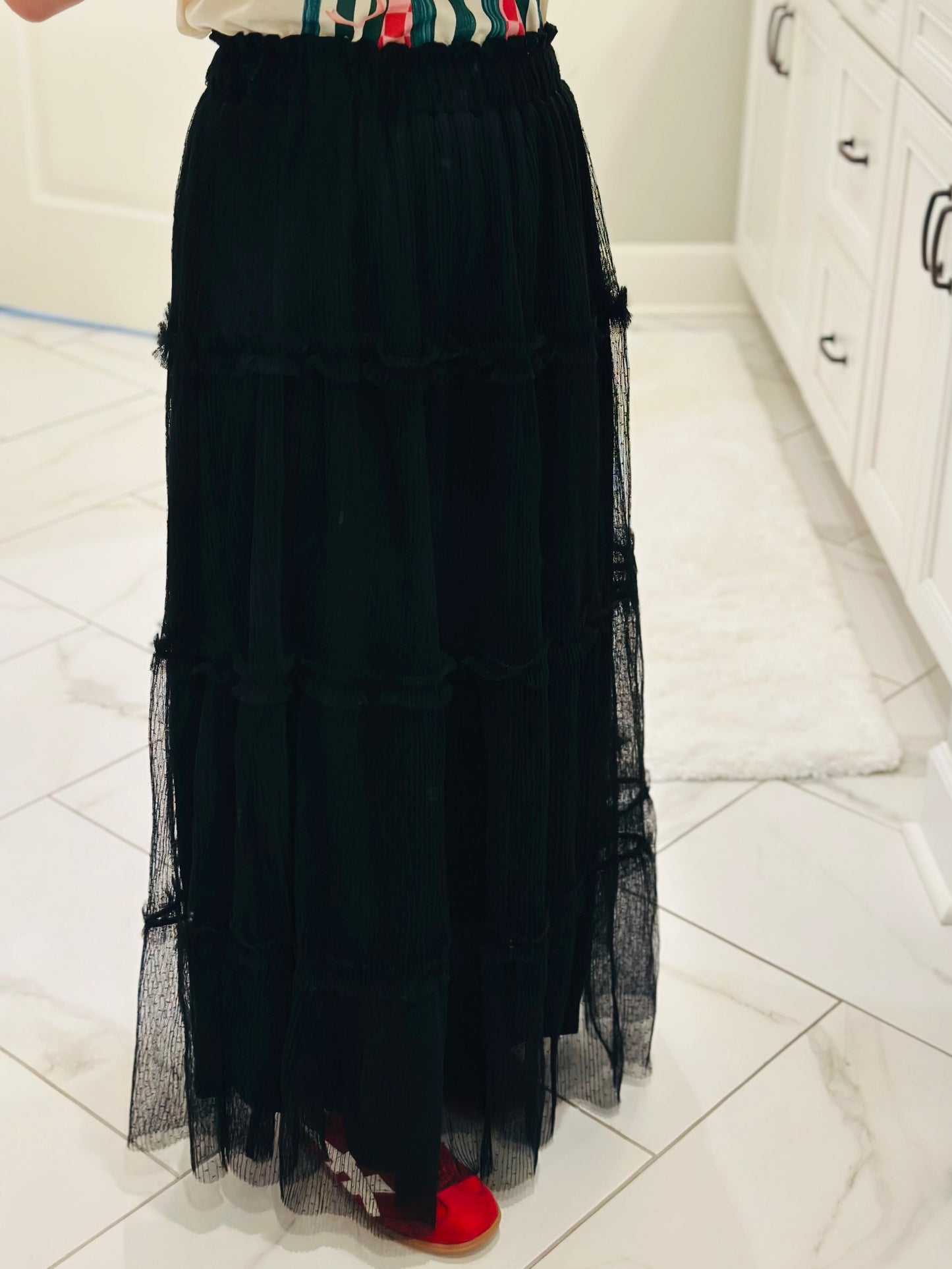 The Minnie Black Polkadot Tulle Tiered Skirt