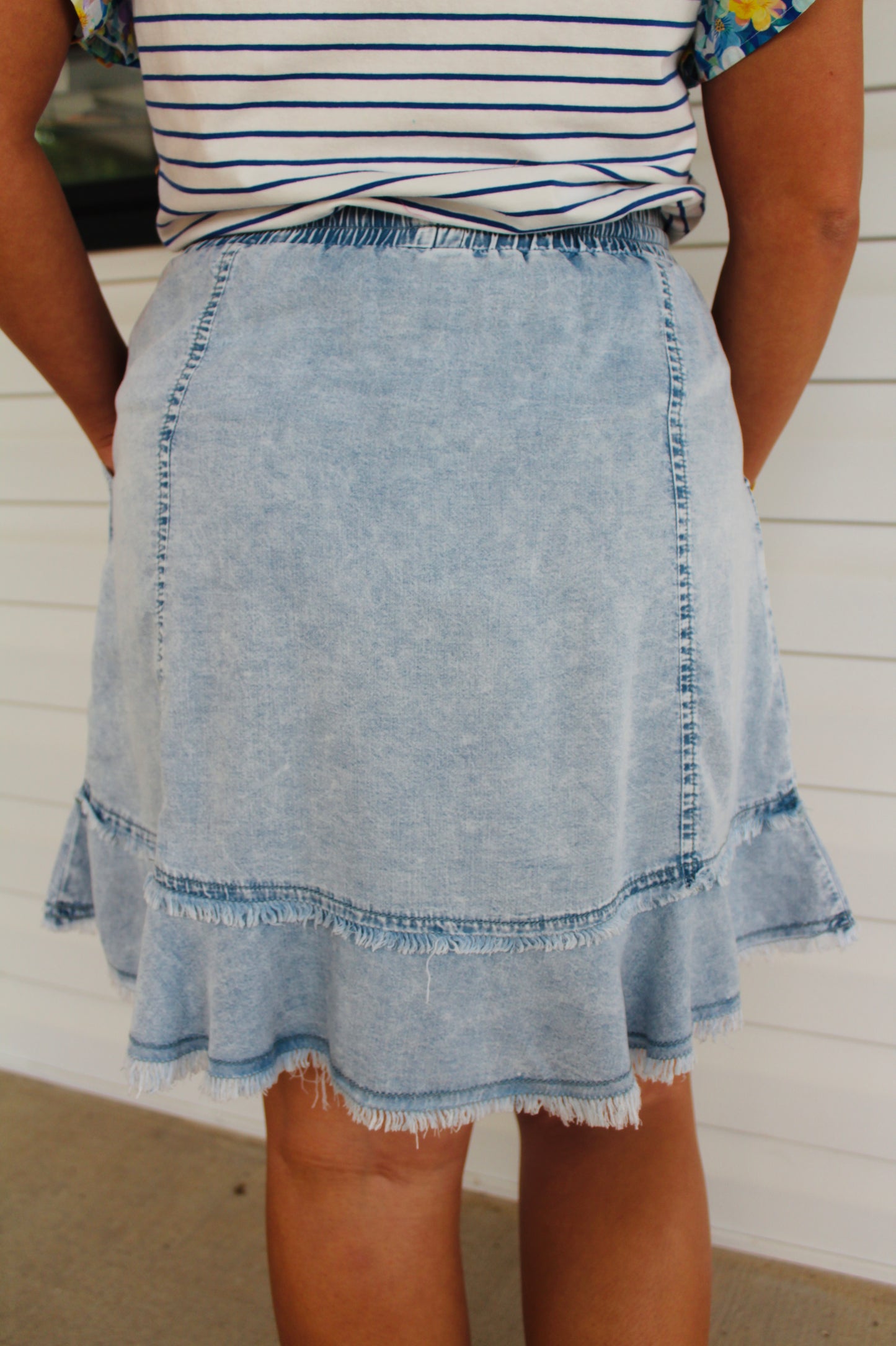 The Rylee Frayed Denim Skirt