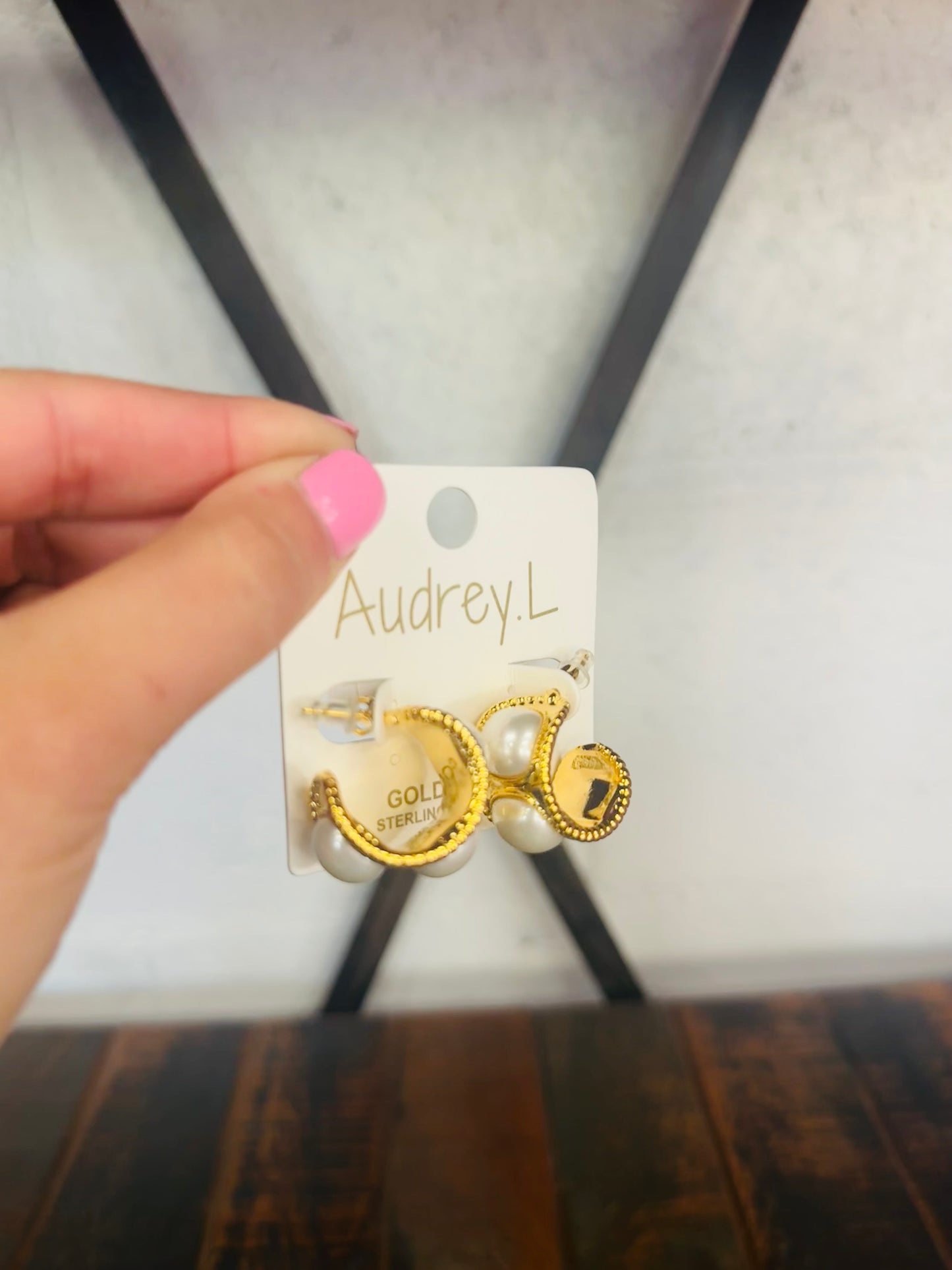 Vintage Pearl + Gold Hoop Earring