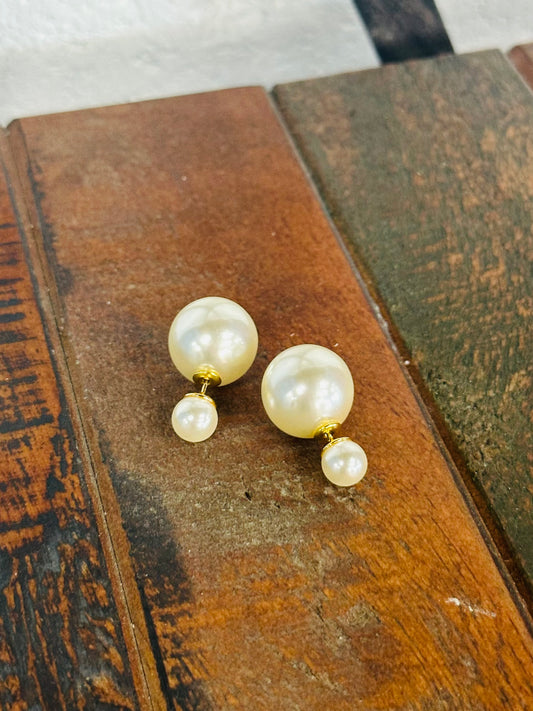 Doubled Sided Pearl Stud Earring