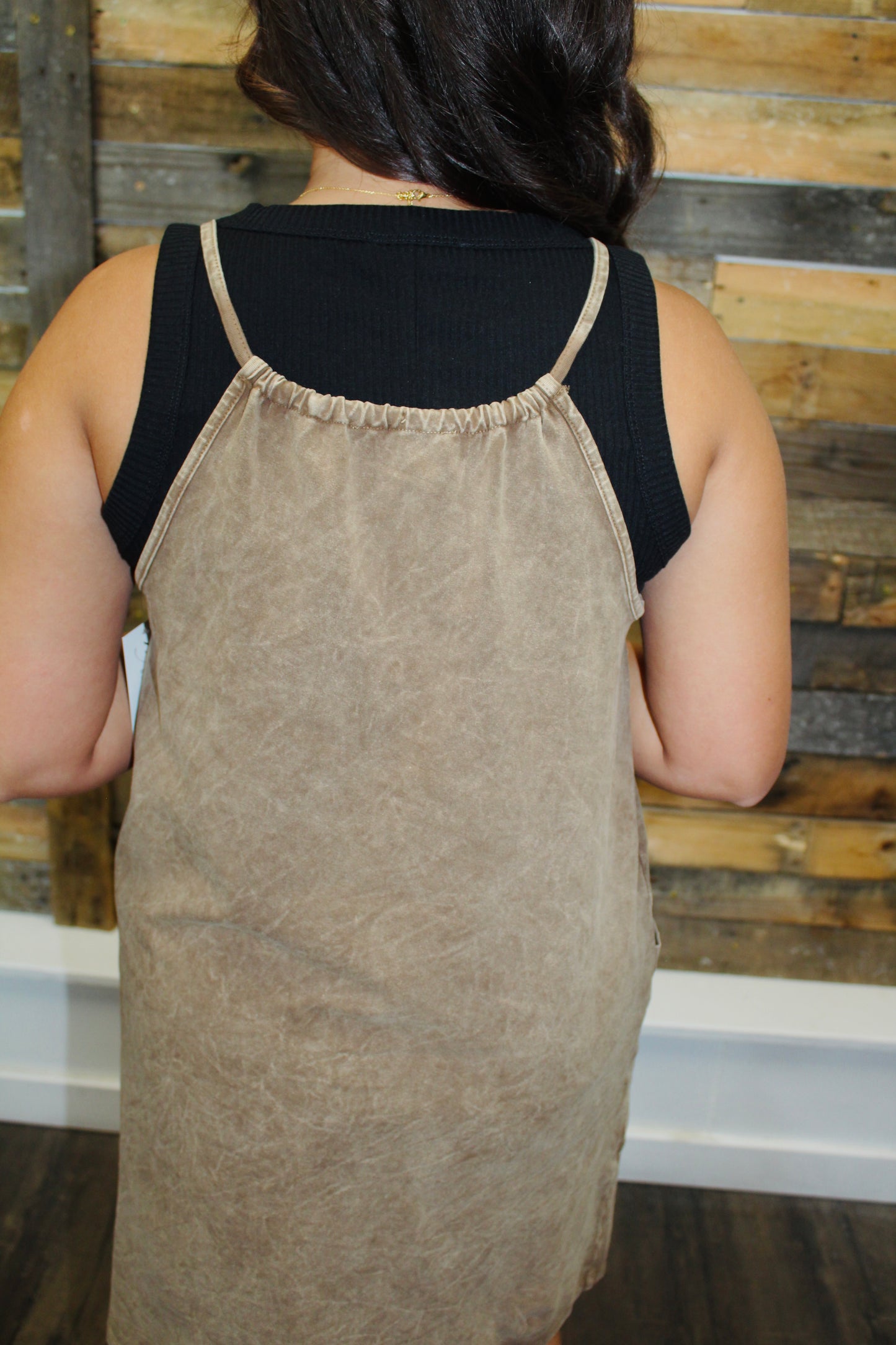 Ready To Go Taupe Acid Wash Cami Dress