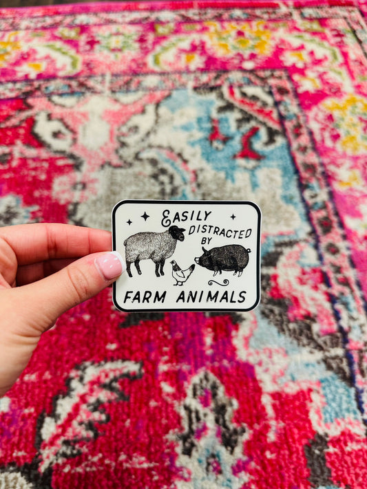 Easily Distracted By Farm Animals Sticker