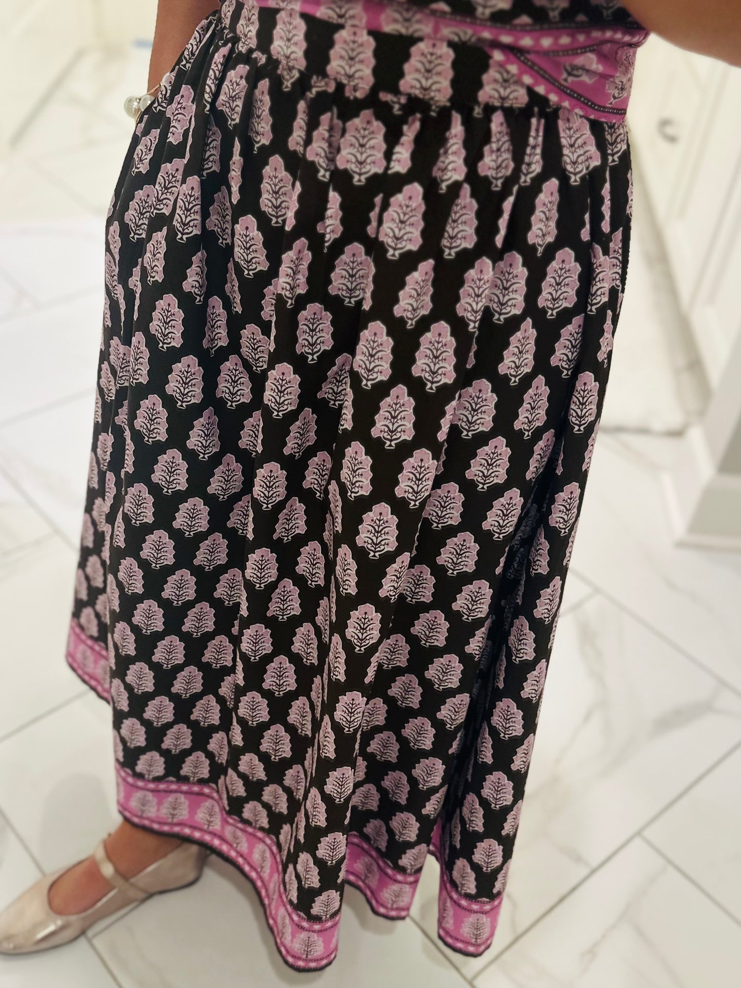 The Natalie Brown Floral Midi Skirt