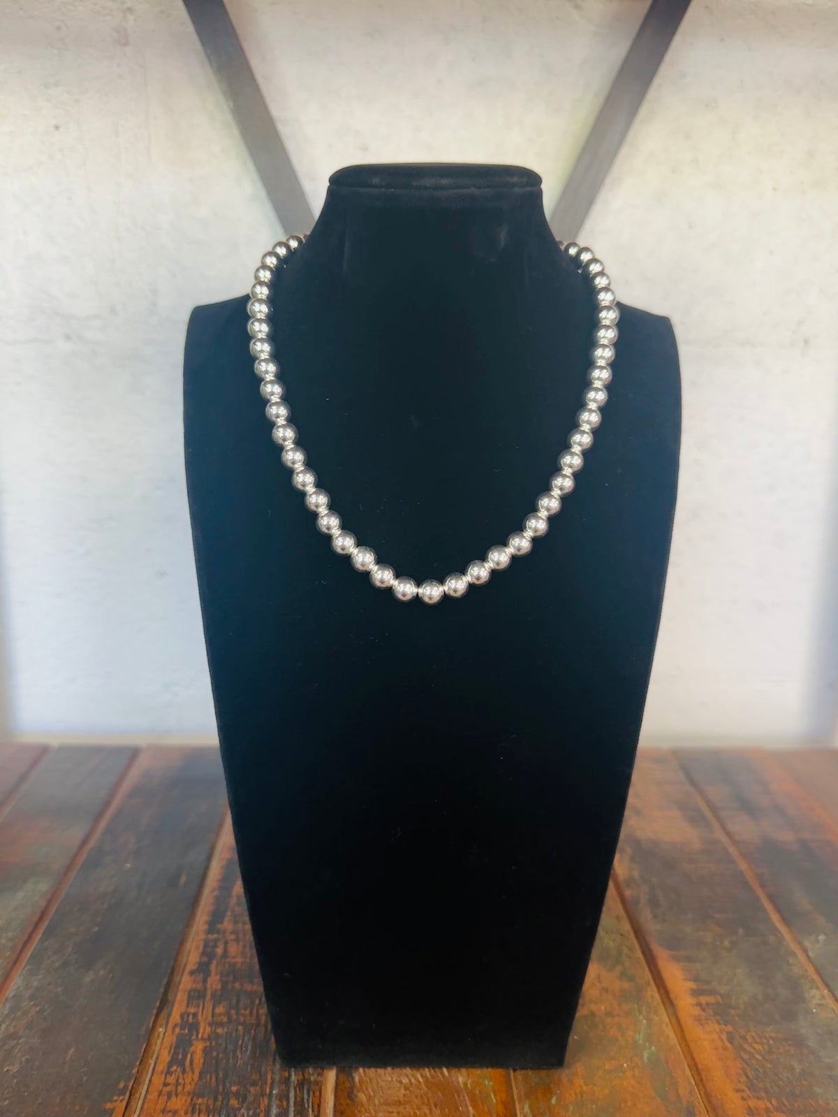 8mm Silver Ball Bead Necklace
