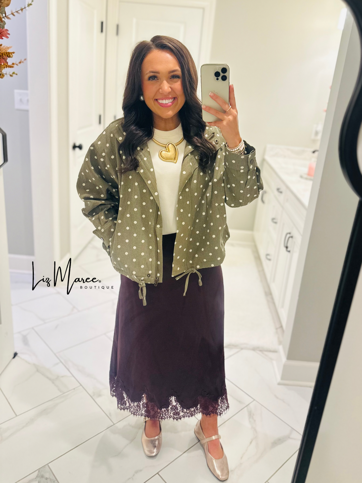 The Reese Olive Polka Dot Jacket