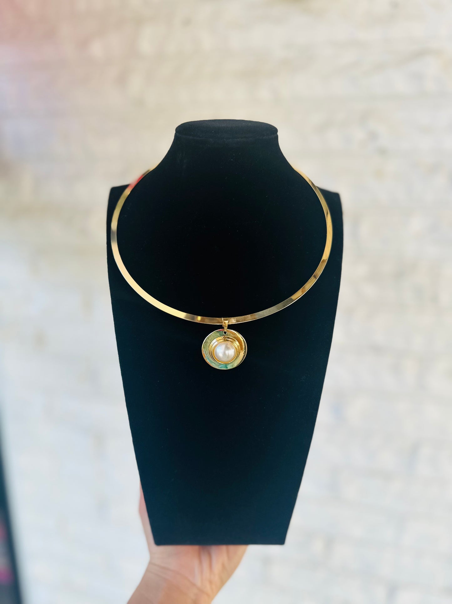 Pearl Stone Pendant Wrap Necklace