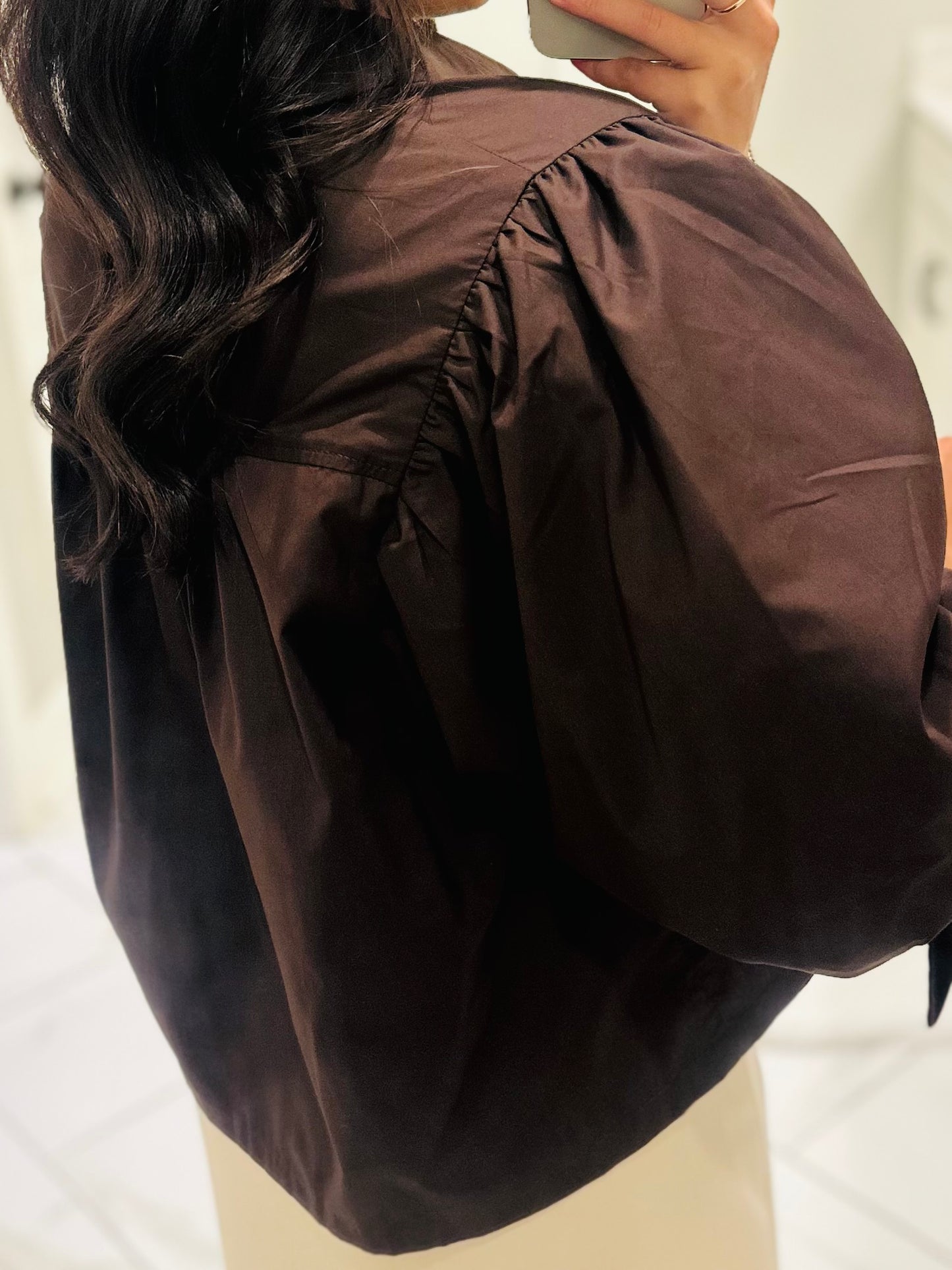 The Bruna Brown Scallop Trim Top