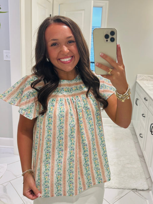 The Piper Floral Striped Top
