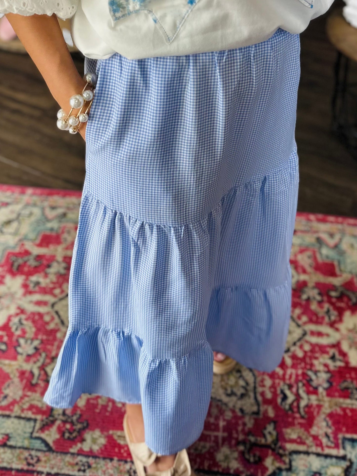 The Baby Blue Gingham Maxi Skirt