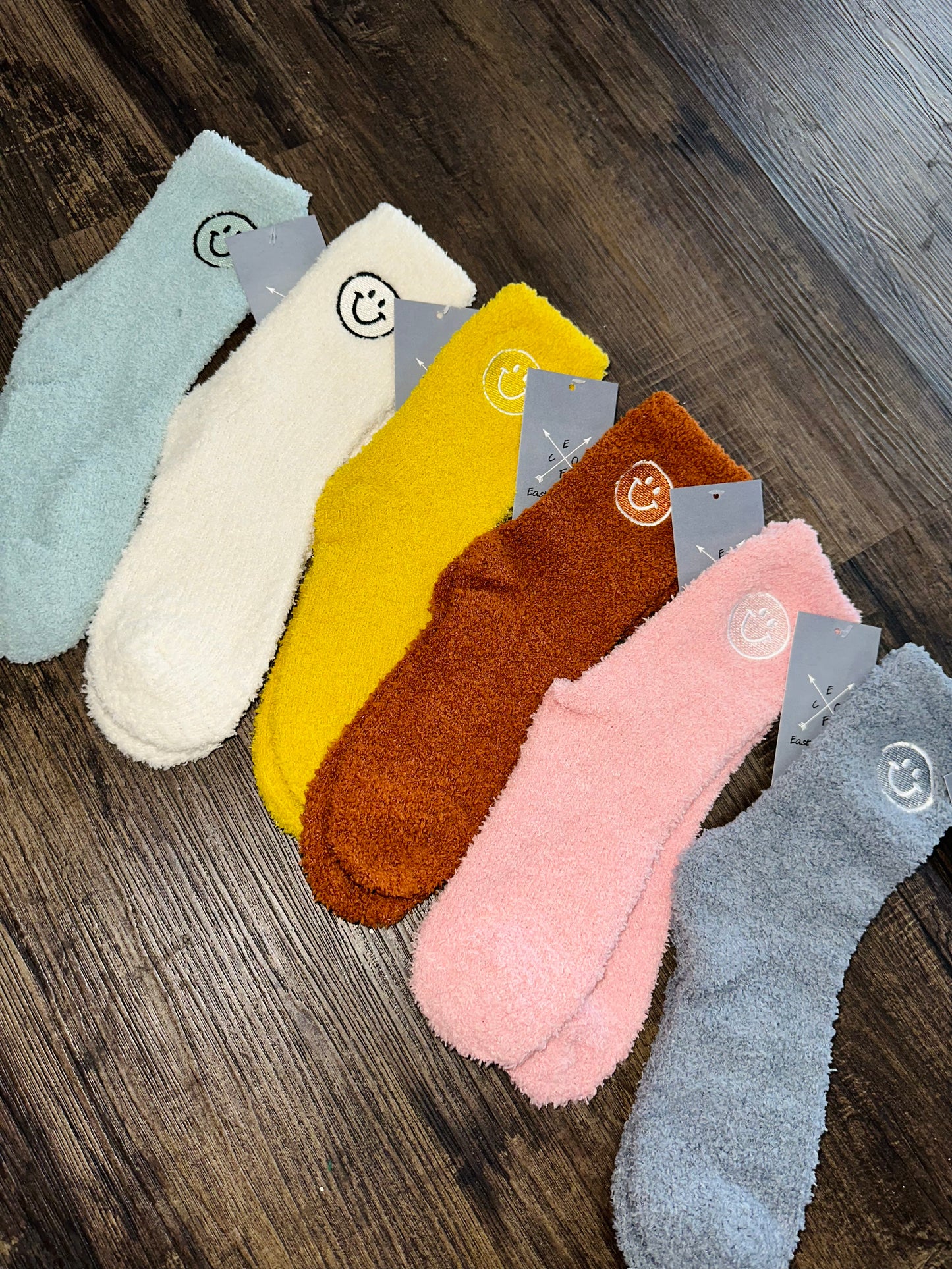 Plush Smiley Face Socks