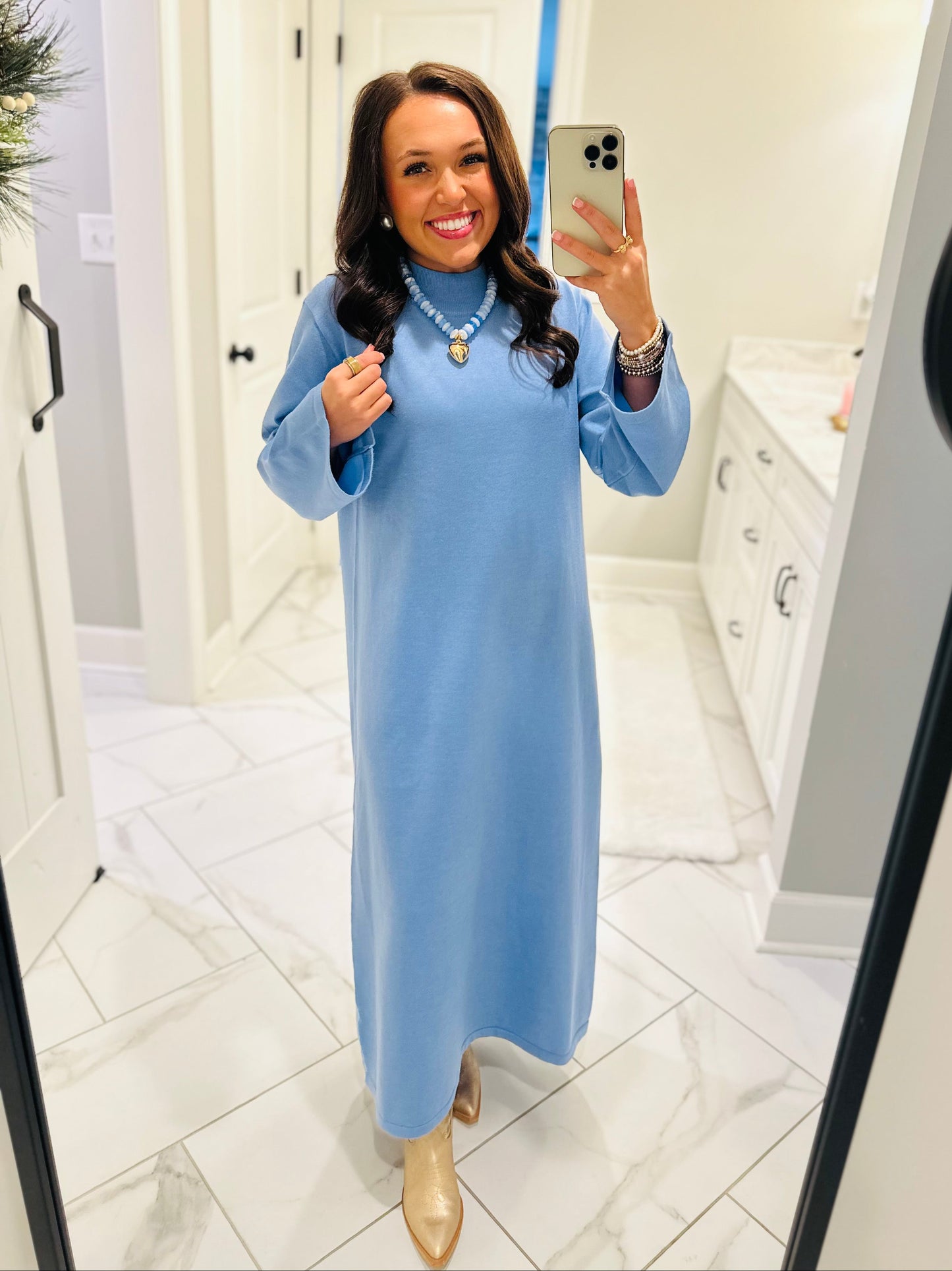 The Blue Sweater Midi Dress