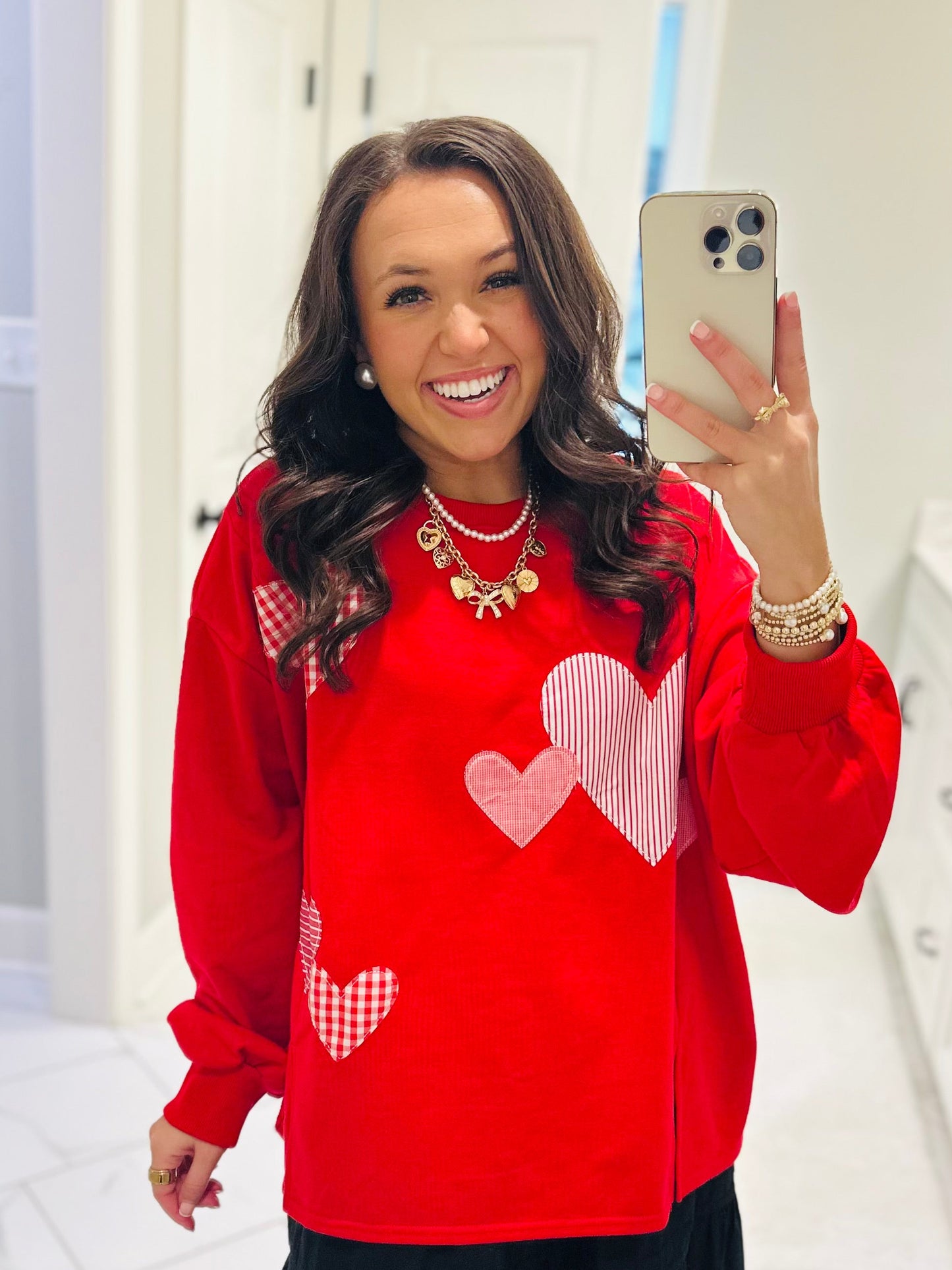 The All the Love Red Heart Patchwork Sweatshirt