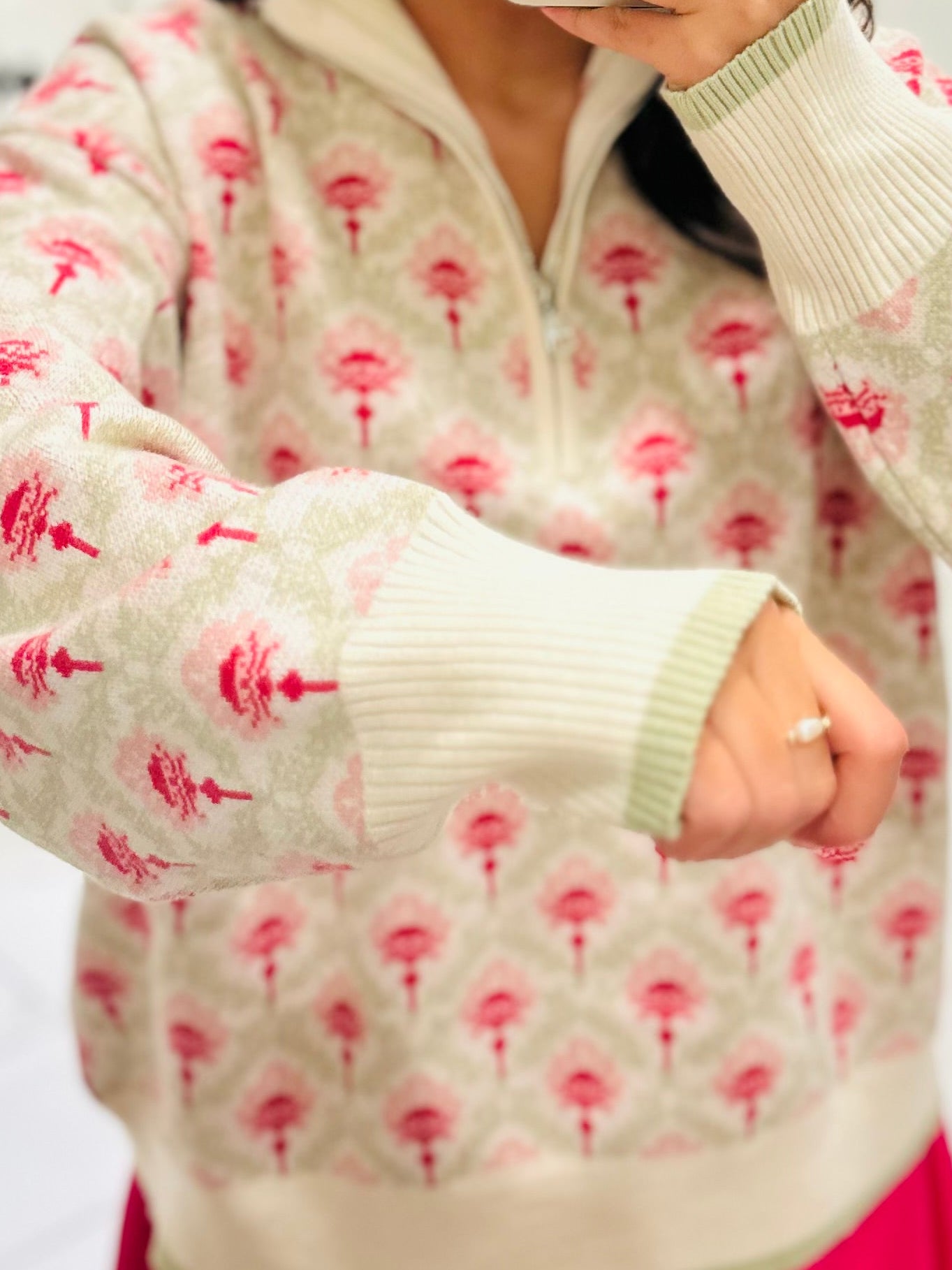 The Oakley Floral Half Zip Pullover