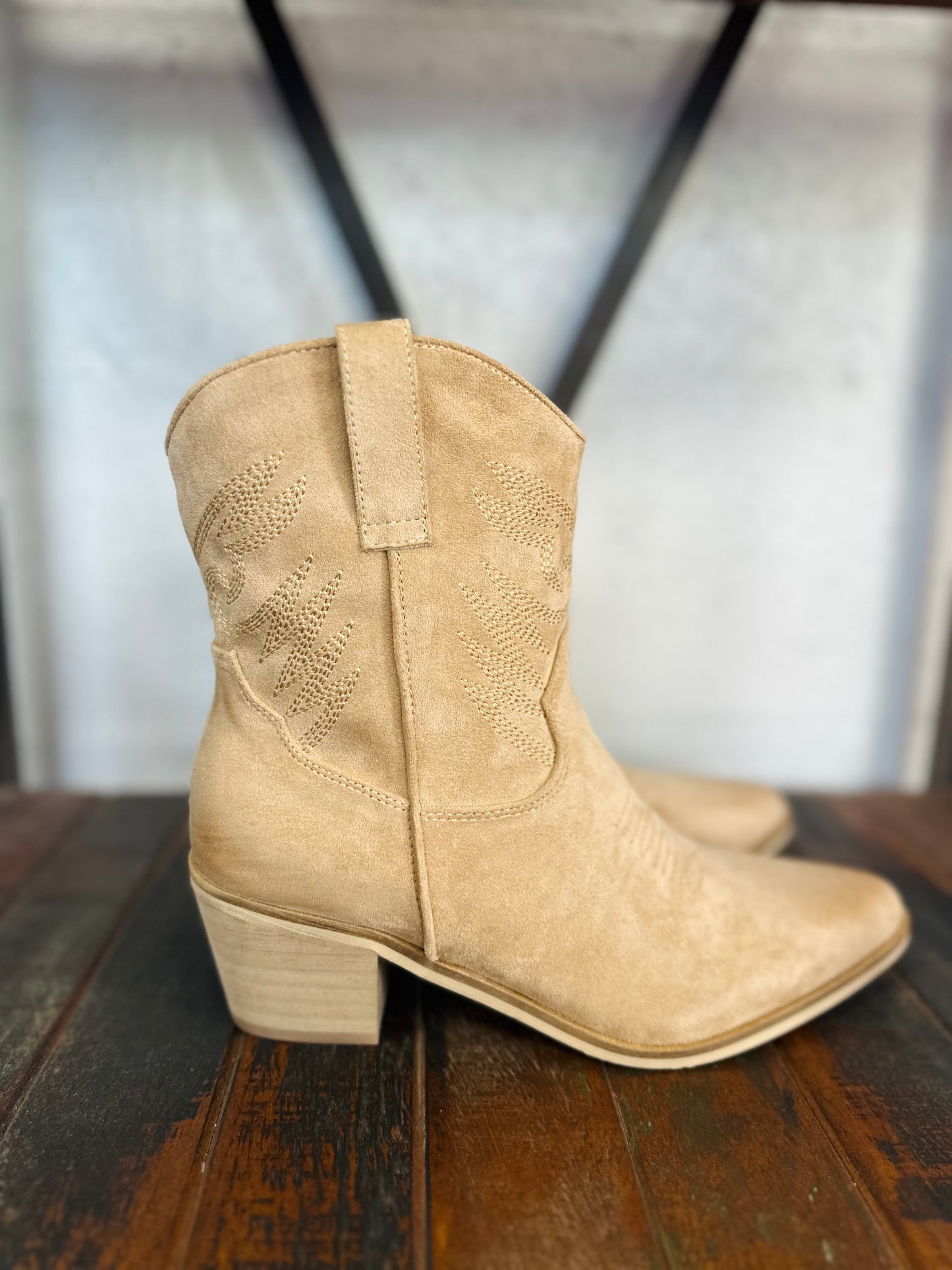 The Casey Apricot Western Bootie