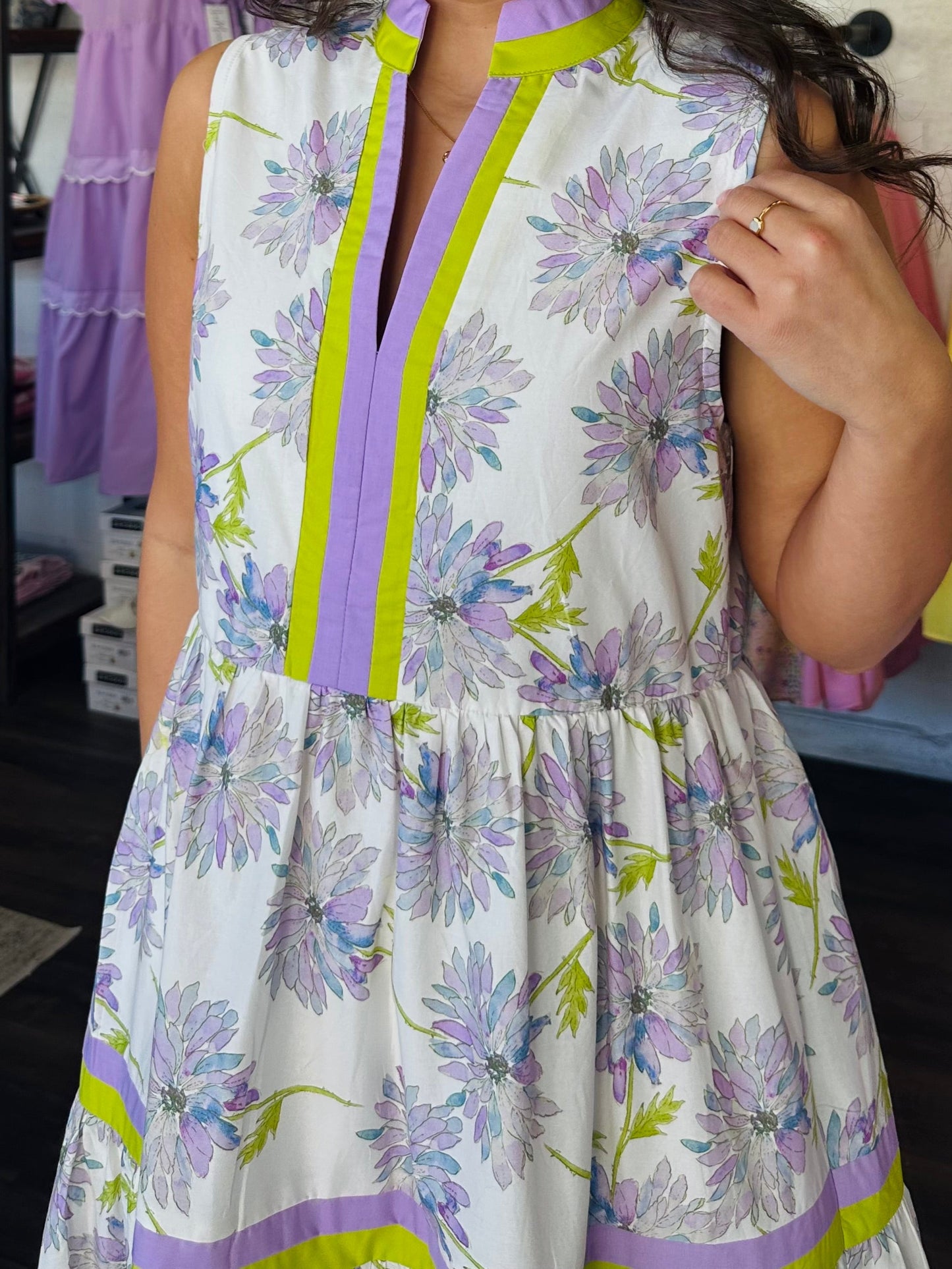 The Lollie Lavender + Lime Midi Dress