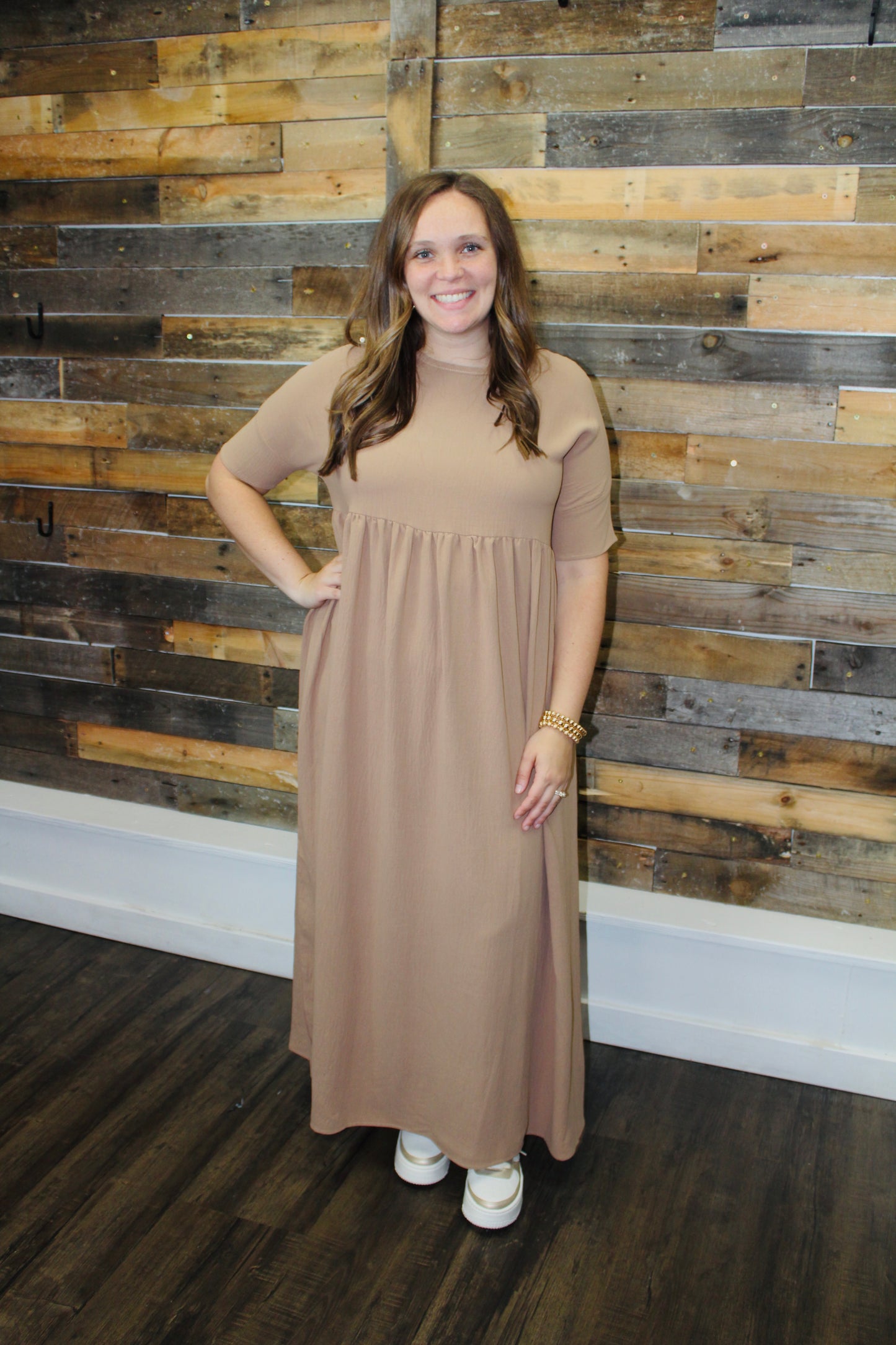 The Brynn Mocha Maxi Dress