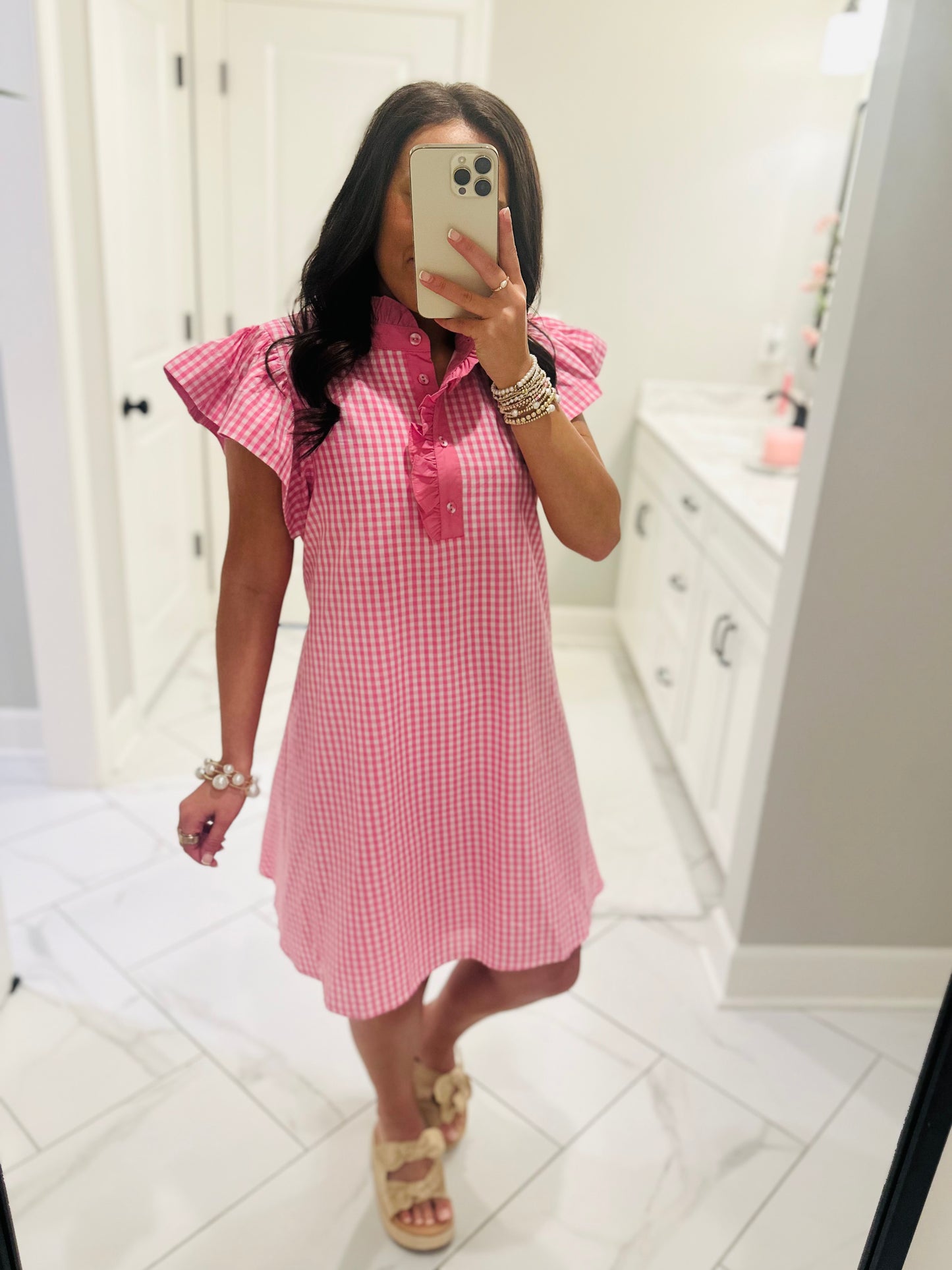 The Meg Pink Gingham Dress