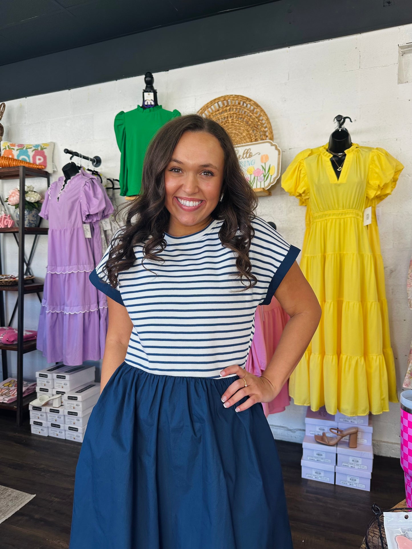 The Harbor Navy Blue Striped Dress