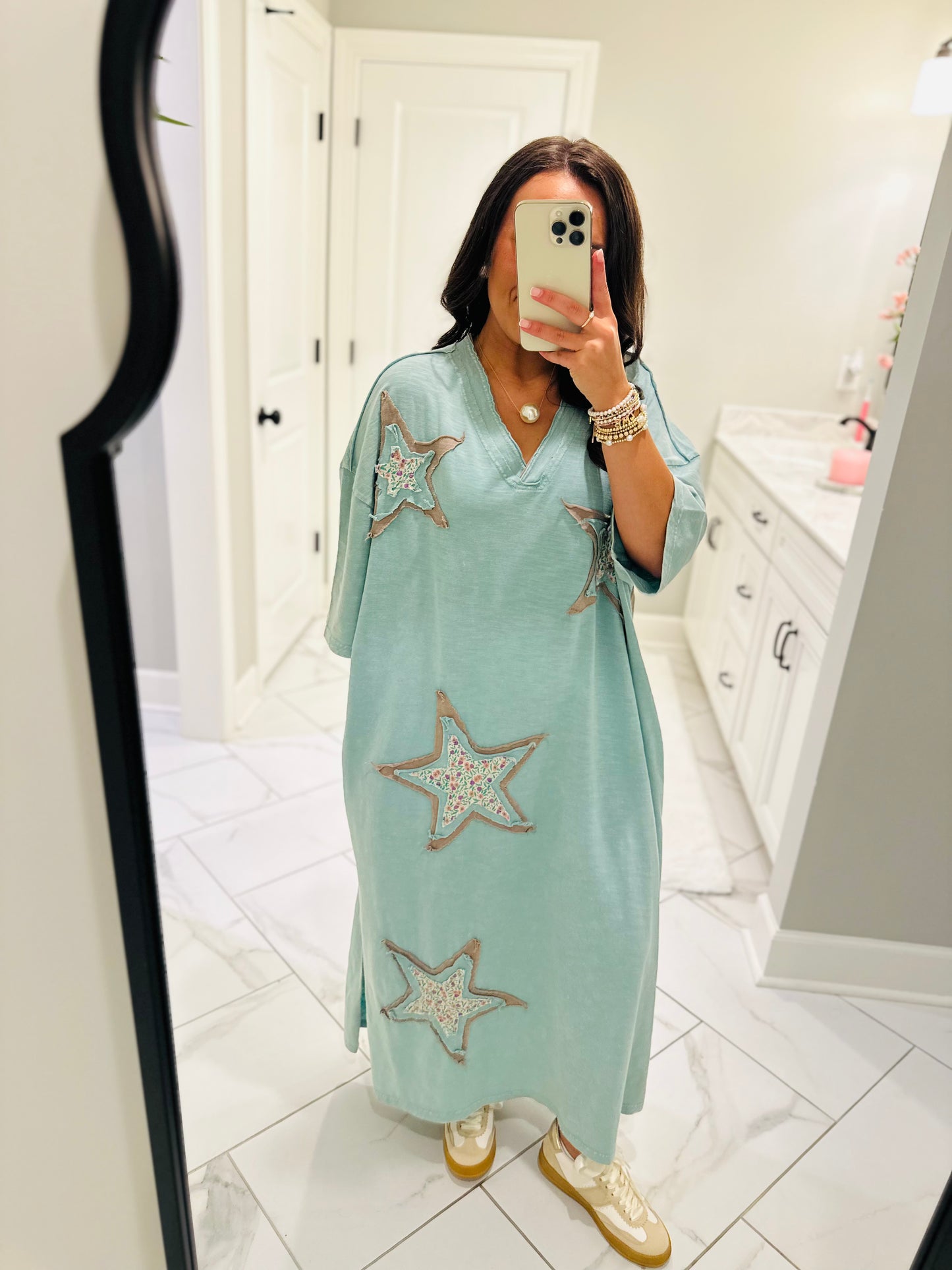 The Layla Dusty Sage Star Patch Maxi Dress