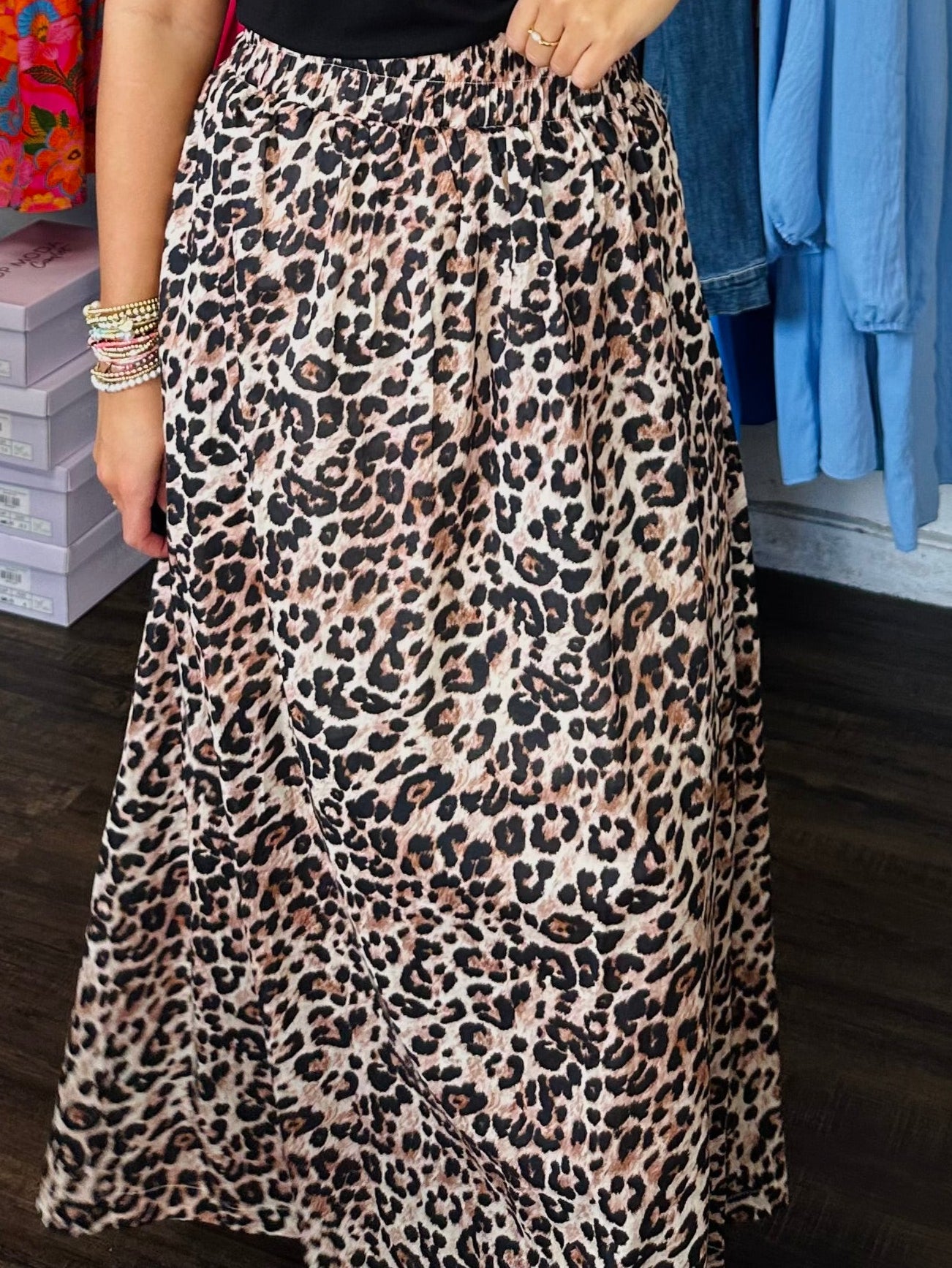 The Amber Leopard Print Midi Skirt