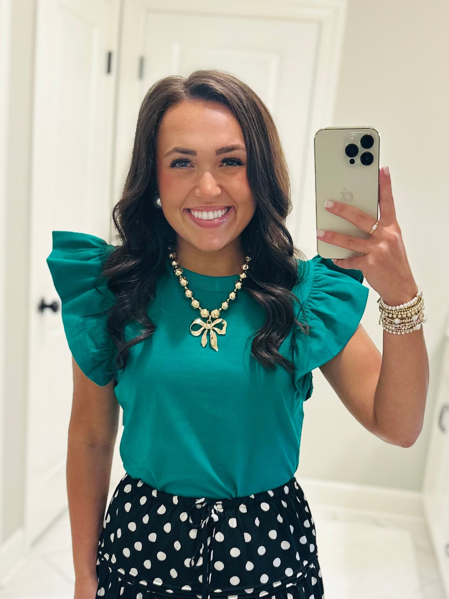 The Tillie Kelly Green Ruffled Sleeve Top