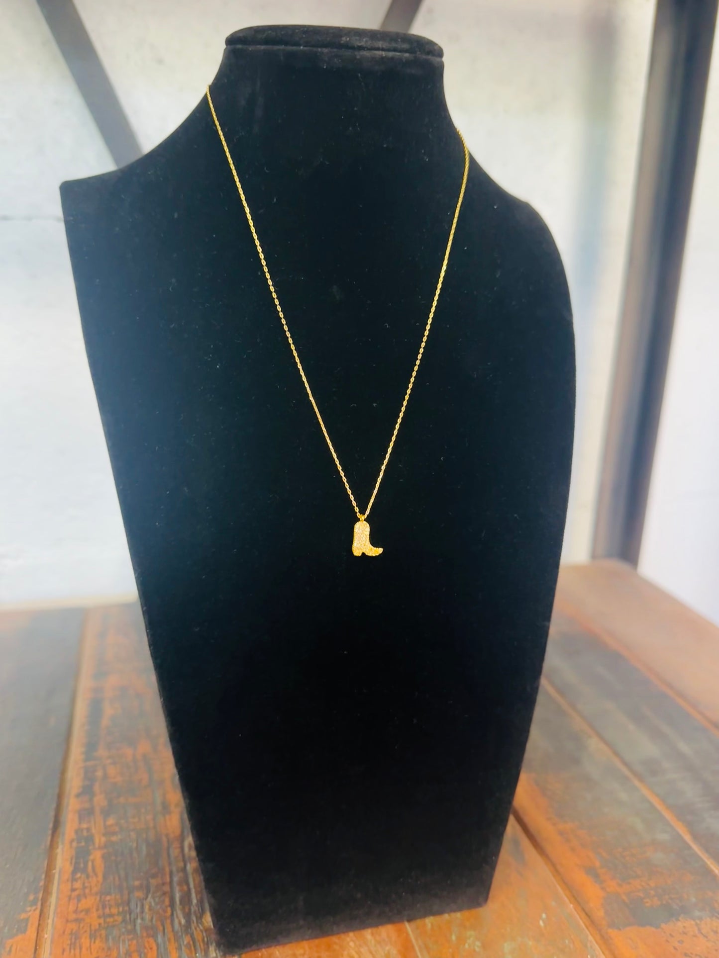 Sparkle Glam Cowboy Boot Necklace