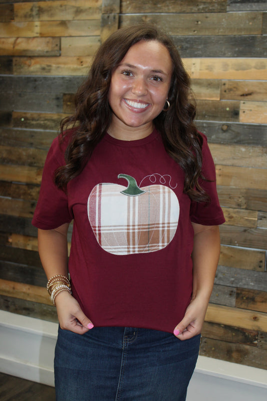 Happy Fall Plaid Pumpkin Tee