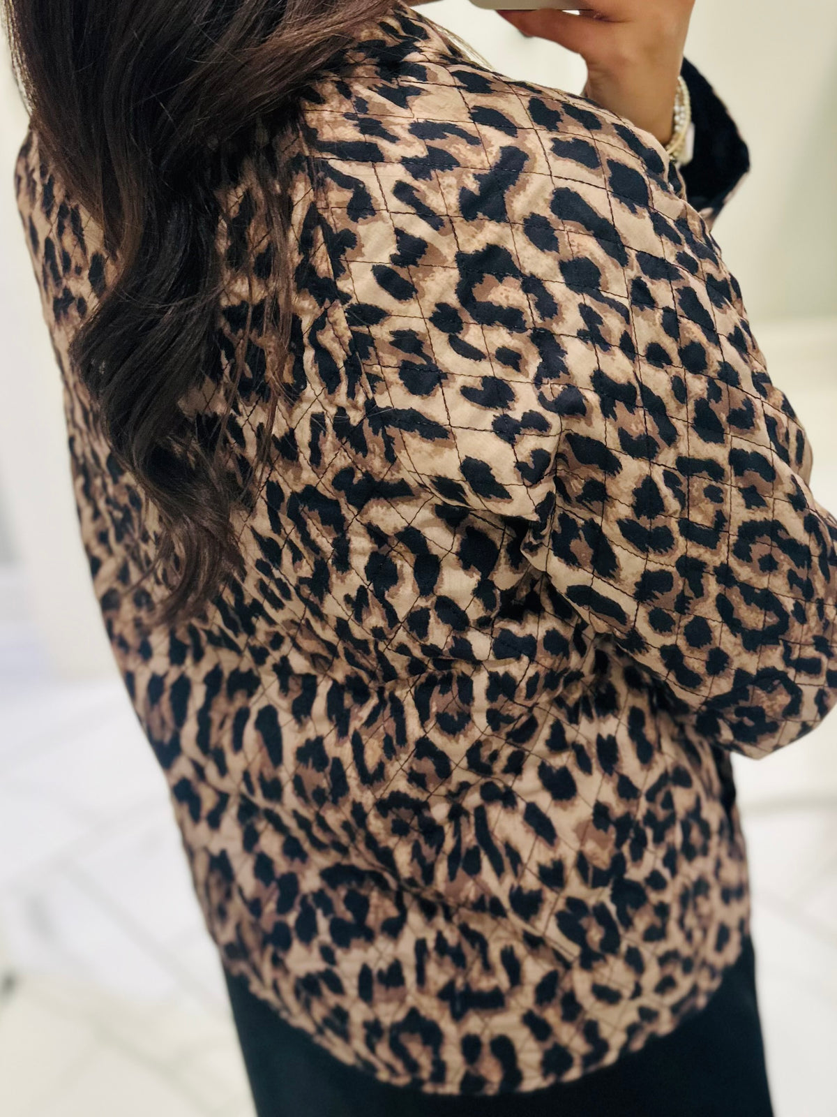 The Aubrey Leopard Quilted Bow Jacket